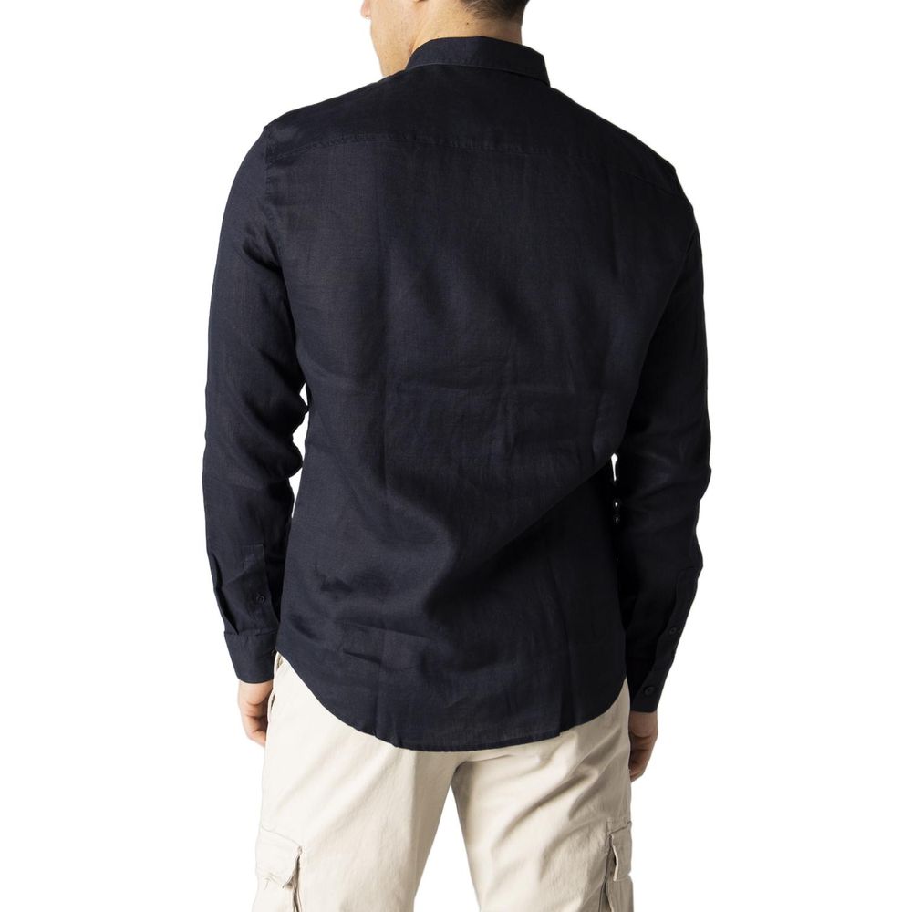 Armani Exchange Blue Linen Men's Shirt