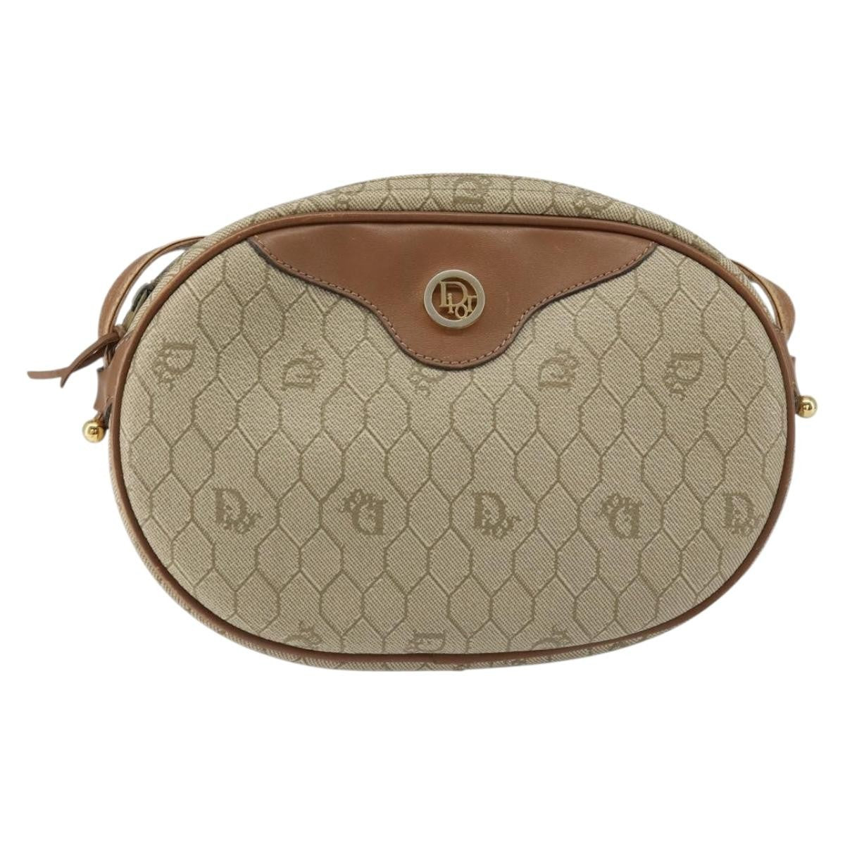 Christian Dior Vintage Honeycomb Canvas Beige Canvas Shoulder Bag Bag (Pre-Owned)