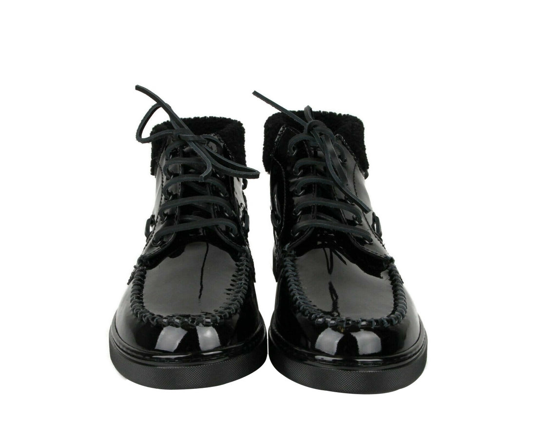 Saint Laurent Men's Black Patent Leather Hi Top Sneakers (40 EU / 7 US)
