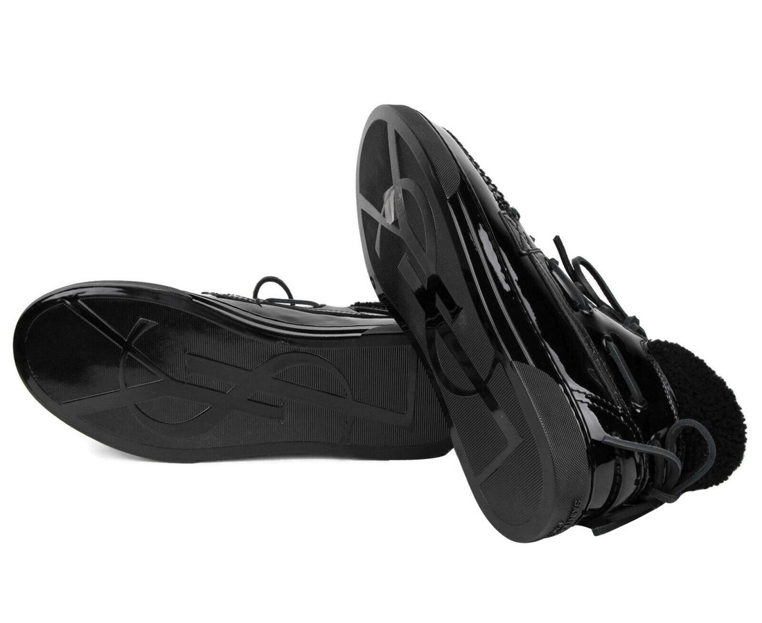 Saint Laurent Men's Black Patent Leather Hi Top Sneakers (40 EU / 7 US)