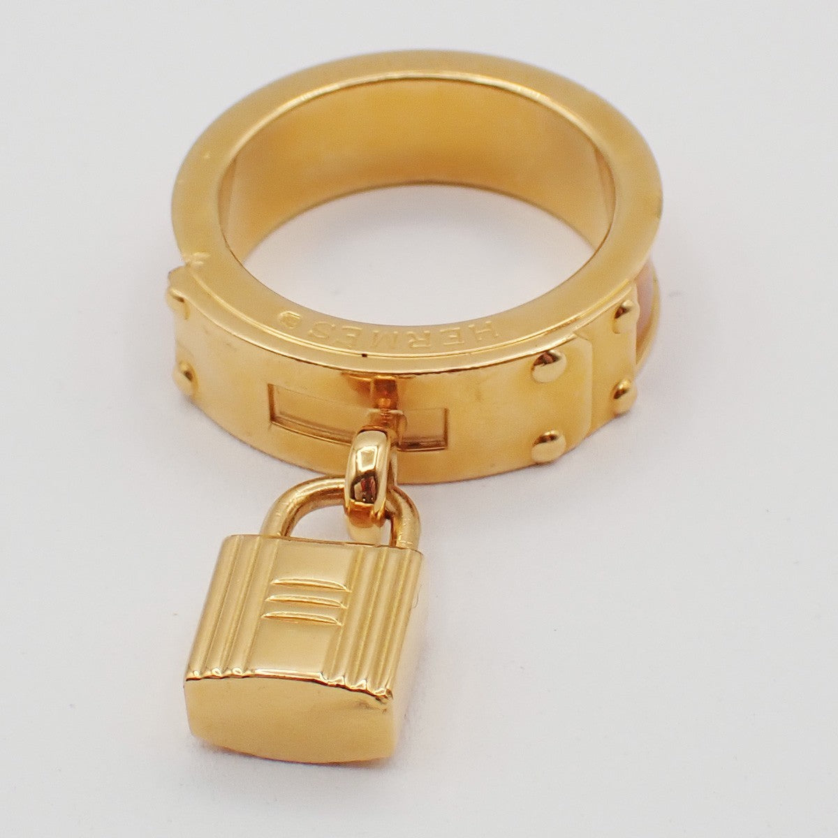 Hermes Kelly Gavroche Gold Plated And Leather Gold Gold_Plated Ring Jewelry (Pre-Owned)