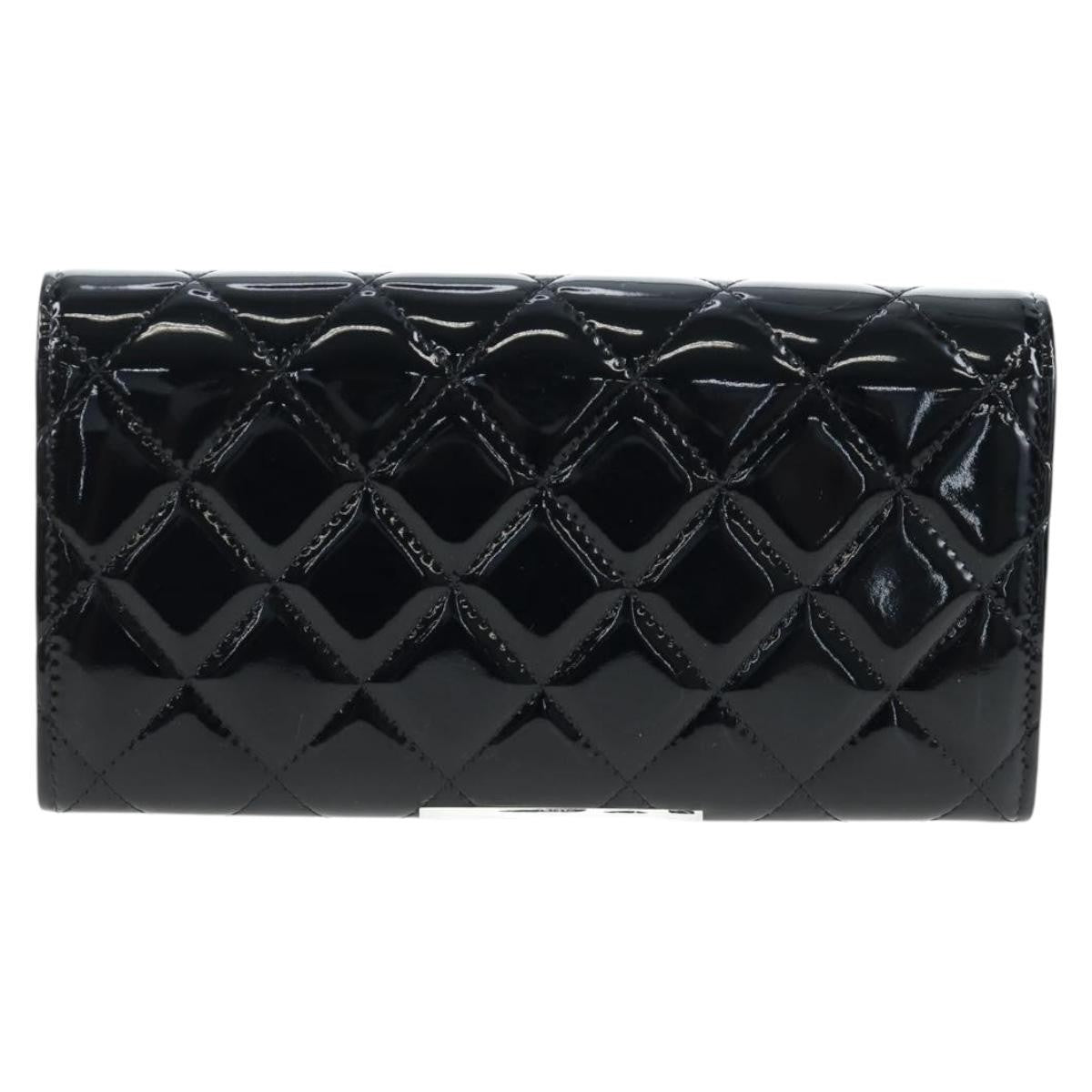 Chanel Cc French Flap Quilted Patent Leather Black Patent_Leather Wallets Accessory (Pre-Owned)