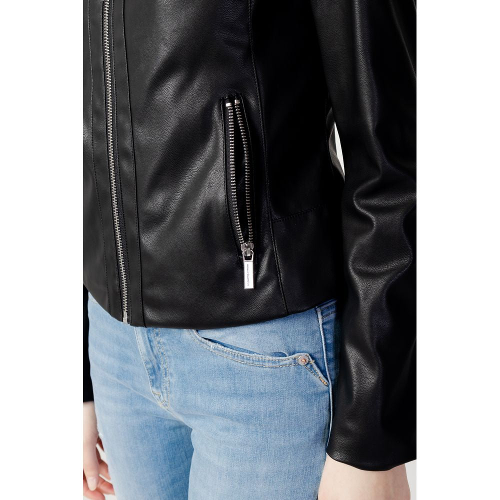 Armani Exchange Black Polyester Leather Women's Jacket