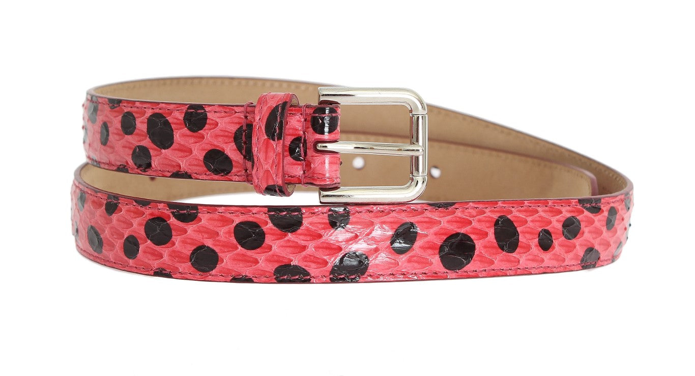 Dolce & Gabbana Polka Dot Snakeskin Belt with Silver Women's Buckle