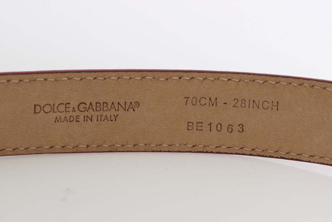 Dolce & Gabbana Polka Dot Snakeskin Belt with Silver Women's Buckle