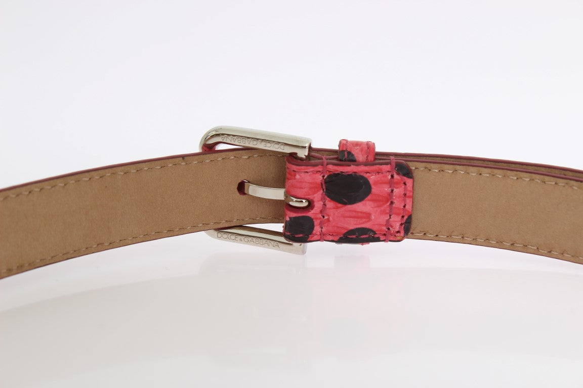 Dolce & Gabbana Polka Dot Snakeskin Belt with Silver Women's Buckle