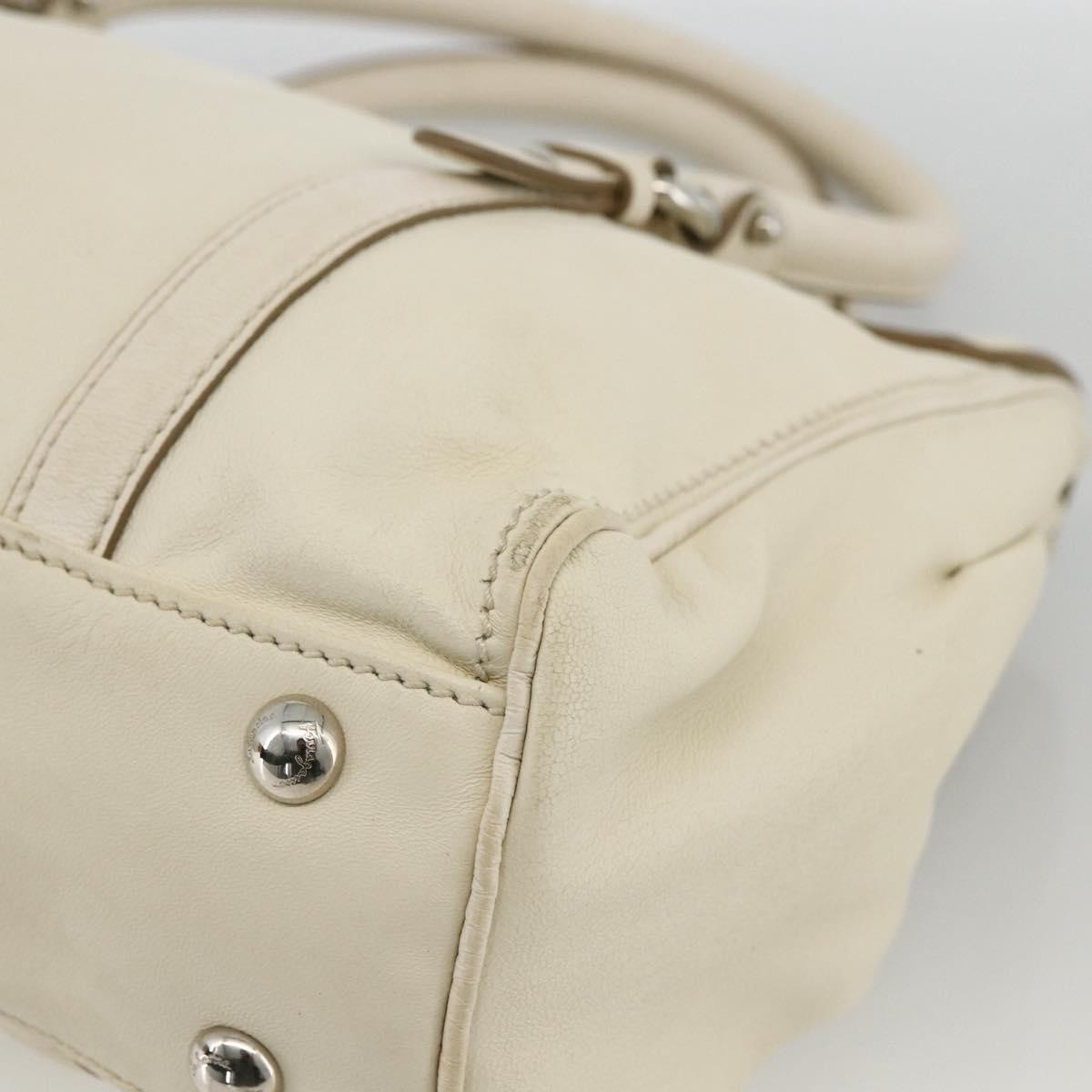 Salvatore Ferragamo Vintage Leather White Leather Handbag (Pre-Owned)