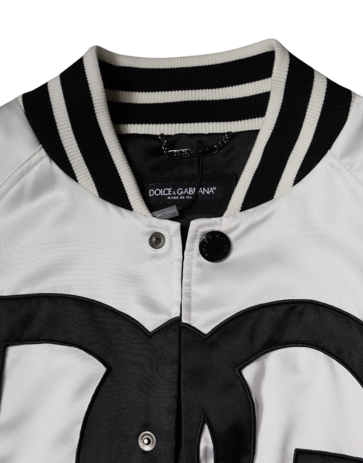 Dolce & Gabbana White Polyester Logo Full Zip Bomber Men's Jacket