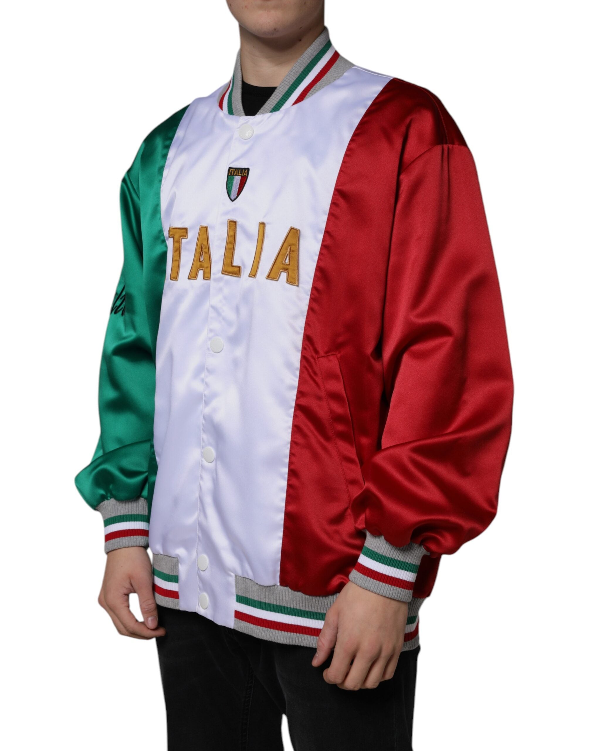 Dolce & Gabbana Multicolor Italia Button Down Bomber Men's Jacket