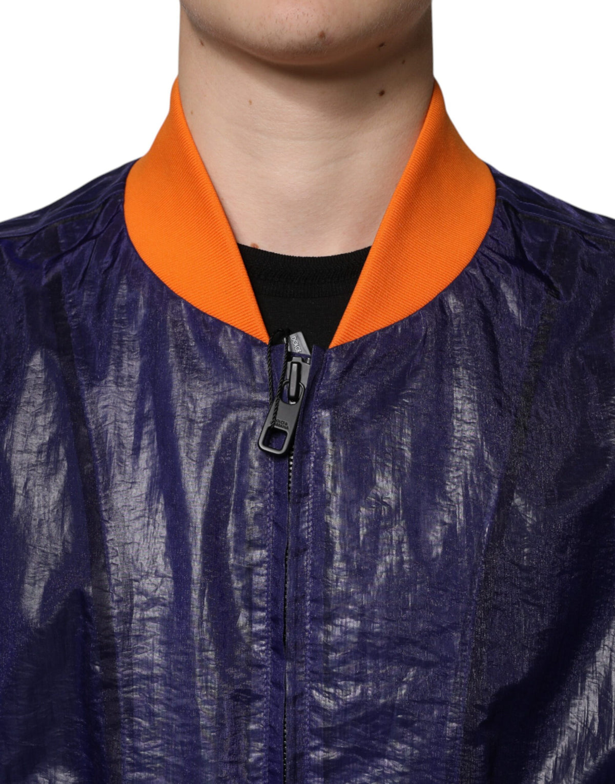 Dolce & Gabbana Blue Cotton Stretch Full Zip Bomber Men's Jacket
