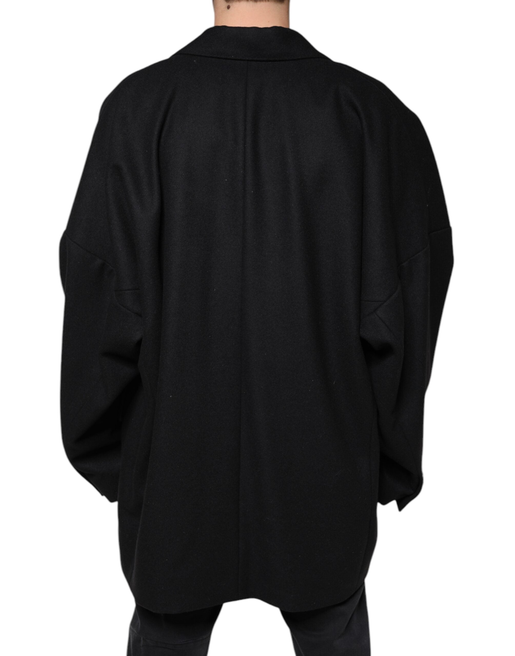 Dolce & Gabbana Black Wool Double Breasted Men Coat Men's Jacket