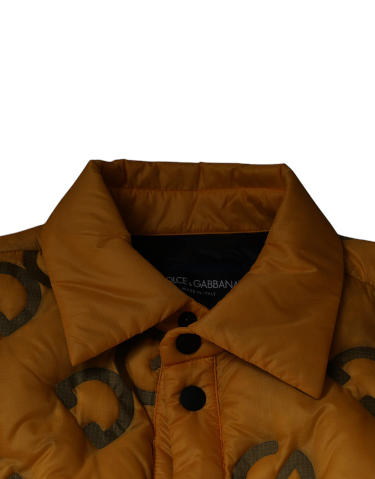 Dolce & Gabbana Yellow Logo Padded Buttoned Blouson Men's Jacket