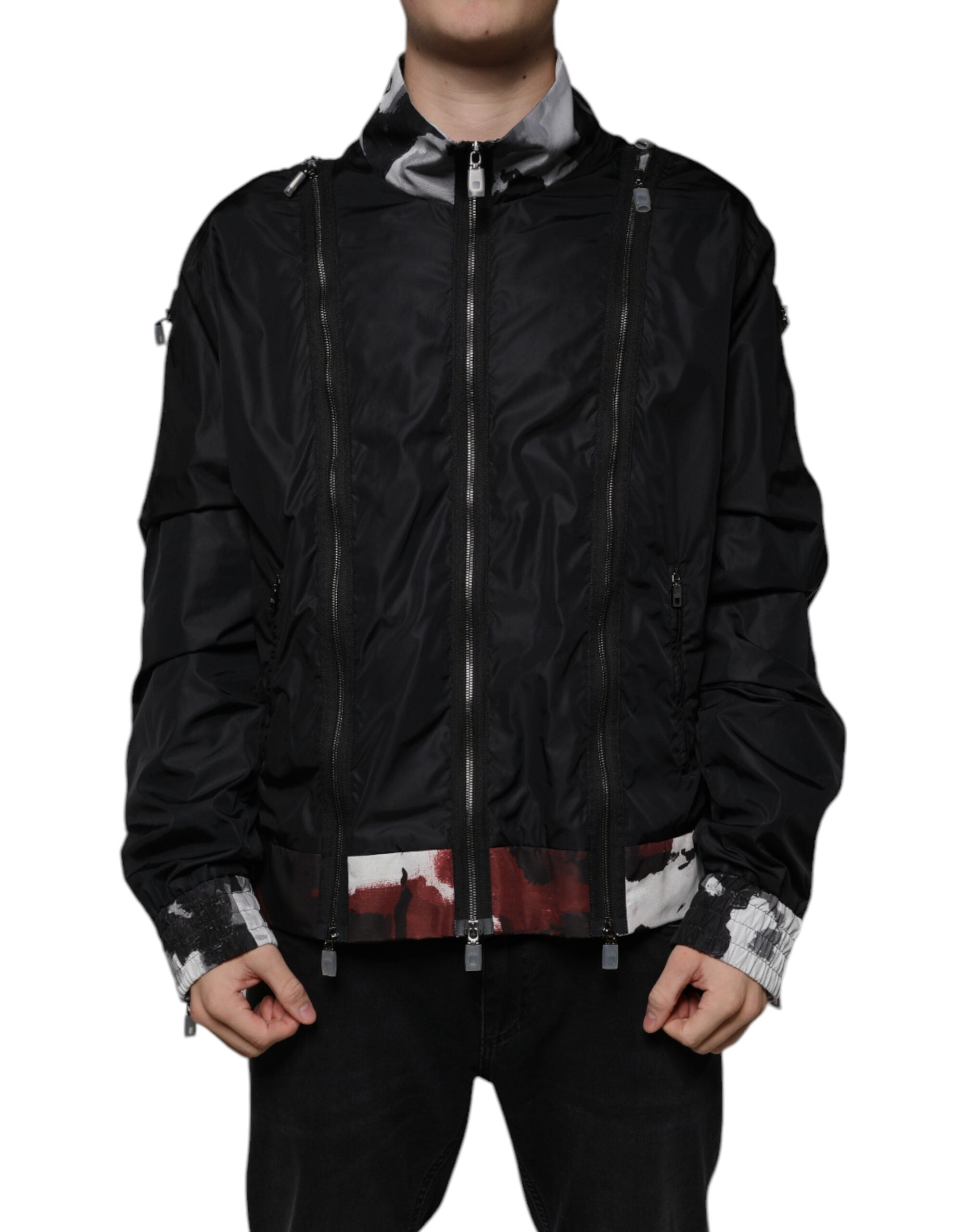 Dolce & Gabbana Black Nylon Full Zip Men Bomber Men's Jacket