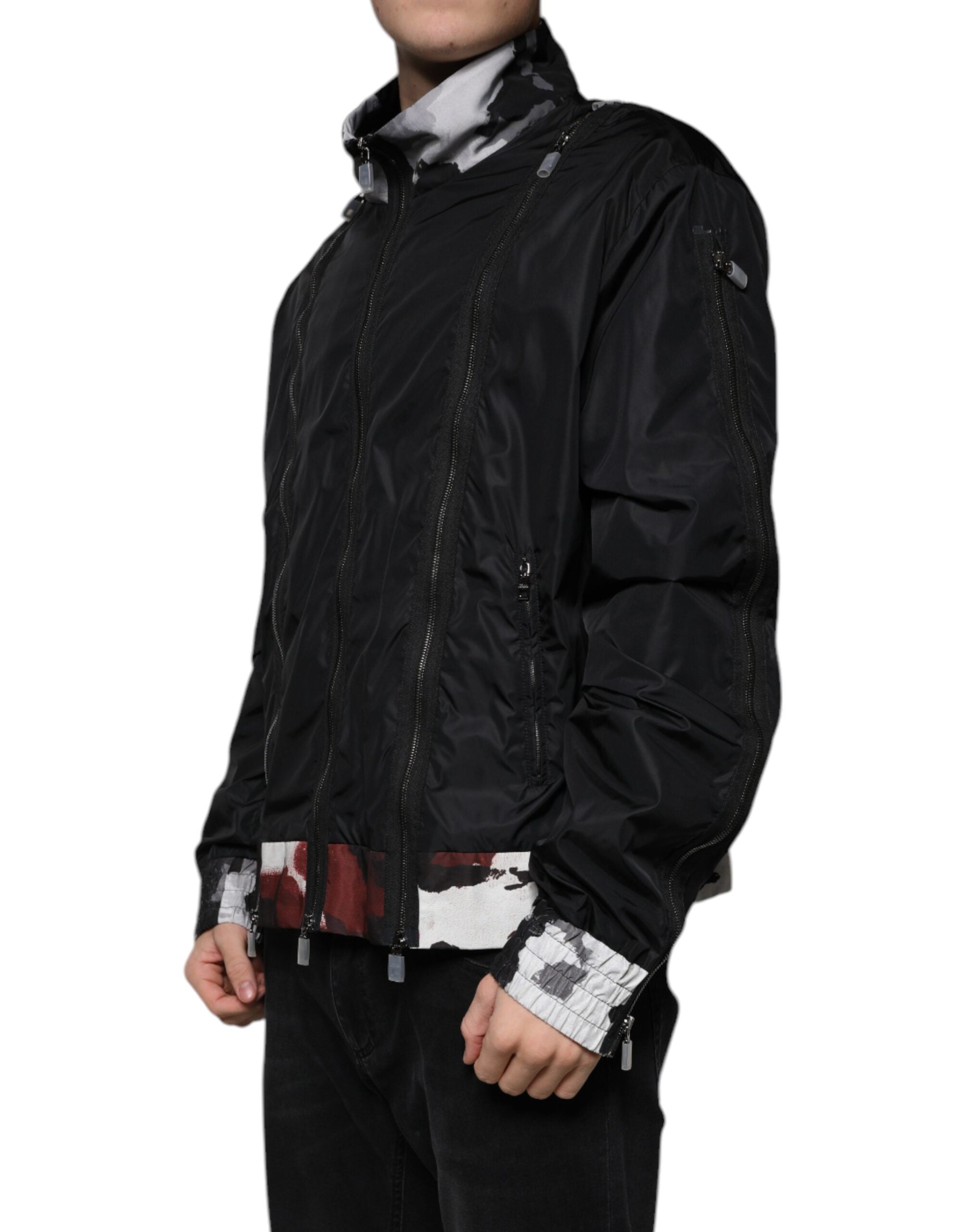 Dolce & Gabbana Black Nylon Full Zip Men Bomber Men's Jacket