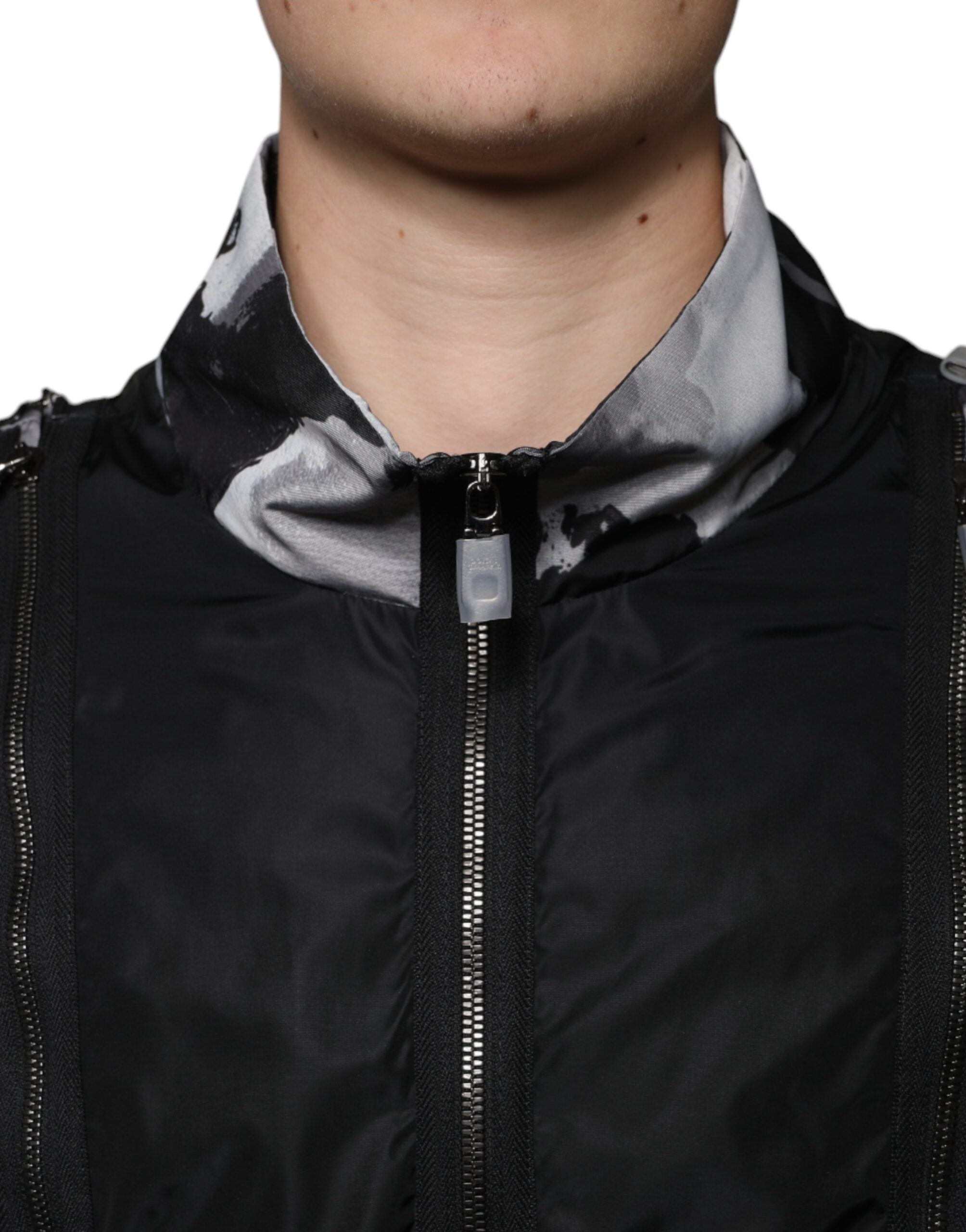 Dolce & Gabbana Black Nylon Full Zip Men Bomber Men's Jacket
