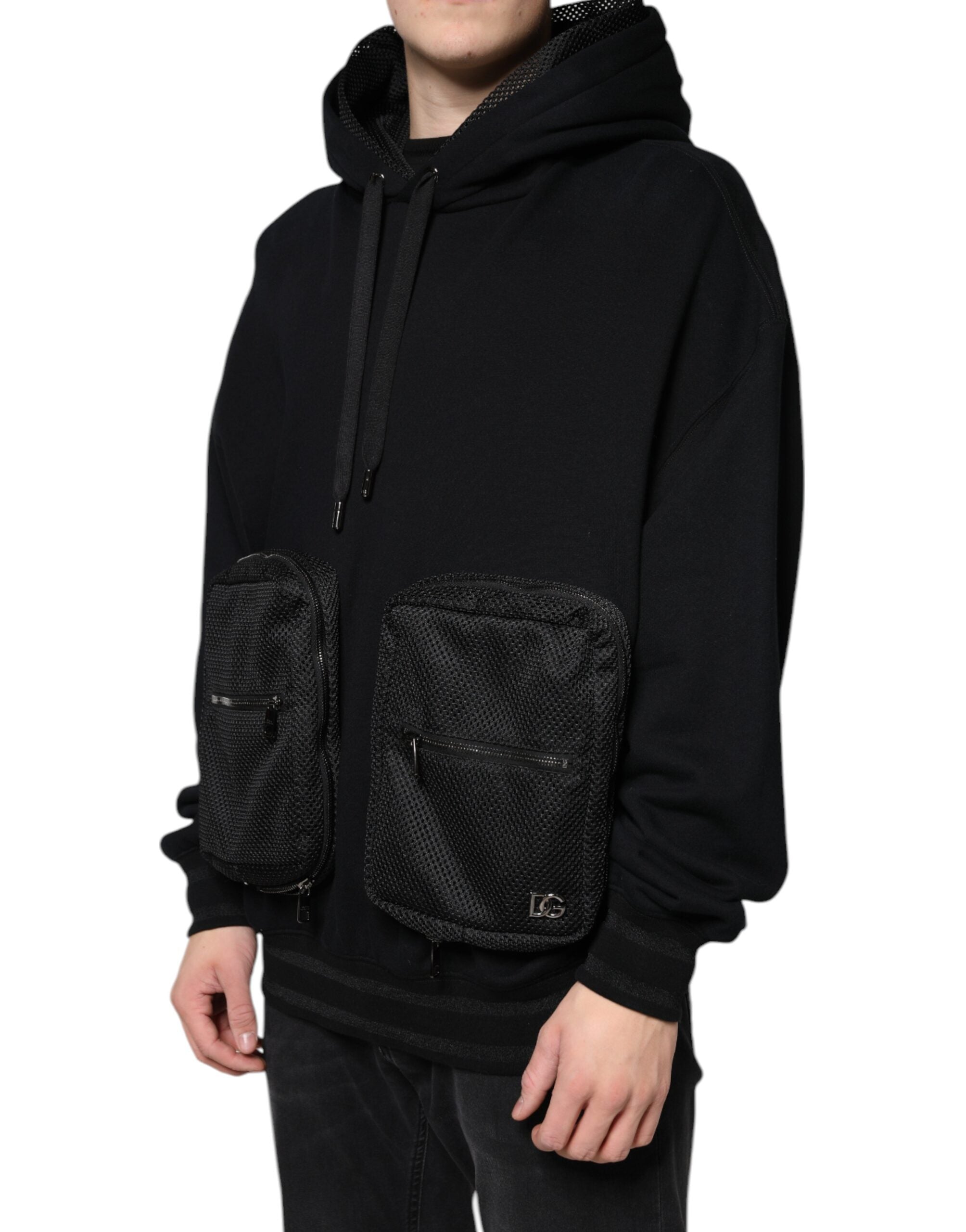 Dolce & Gabbana Black Hooded Pullover Men Sweatshirt Men's Sweater
