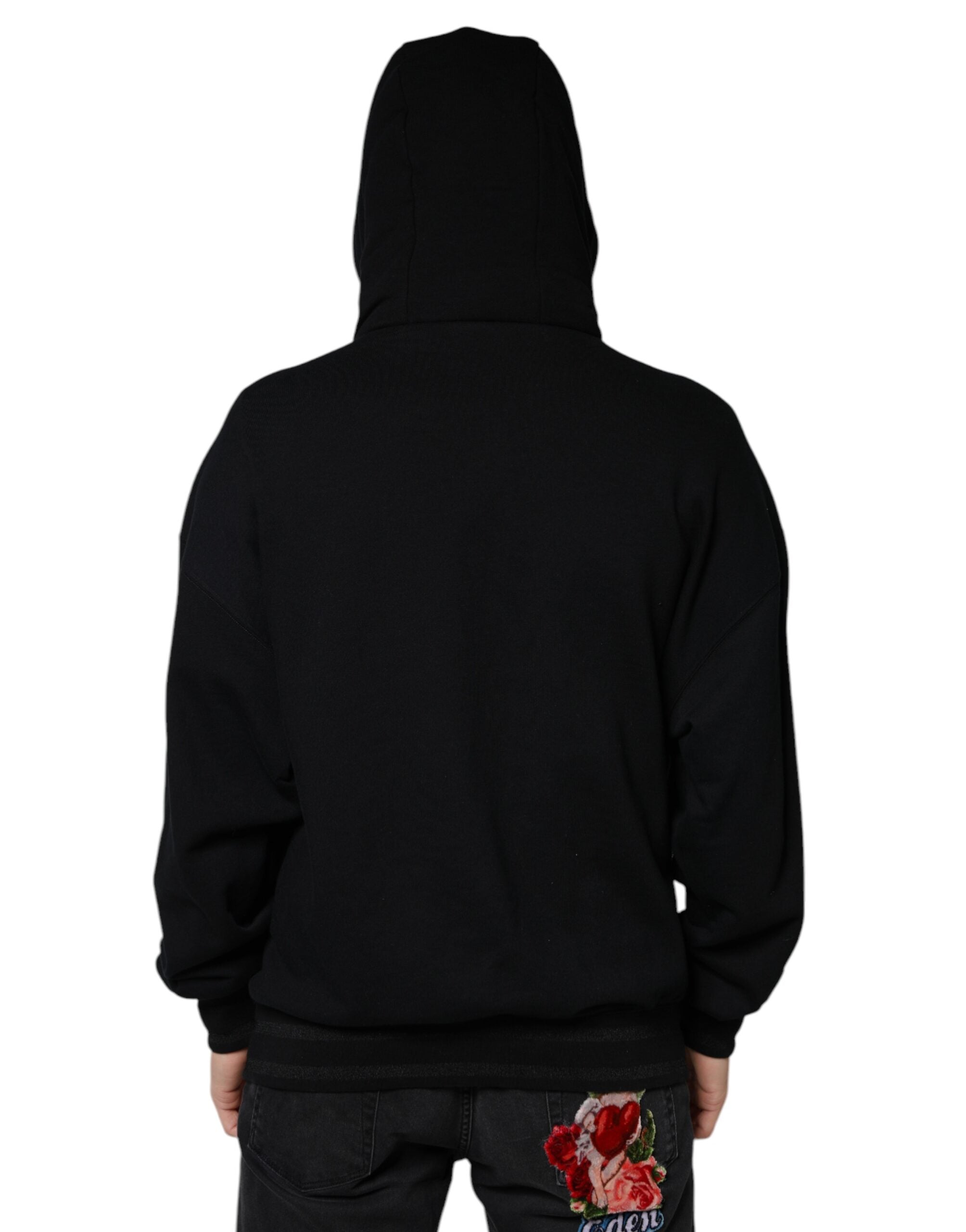 Dolce & Gabbana Black Hooded Pullover Men Sweatshirt Men's Sweater