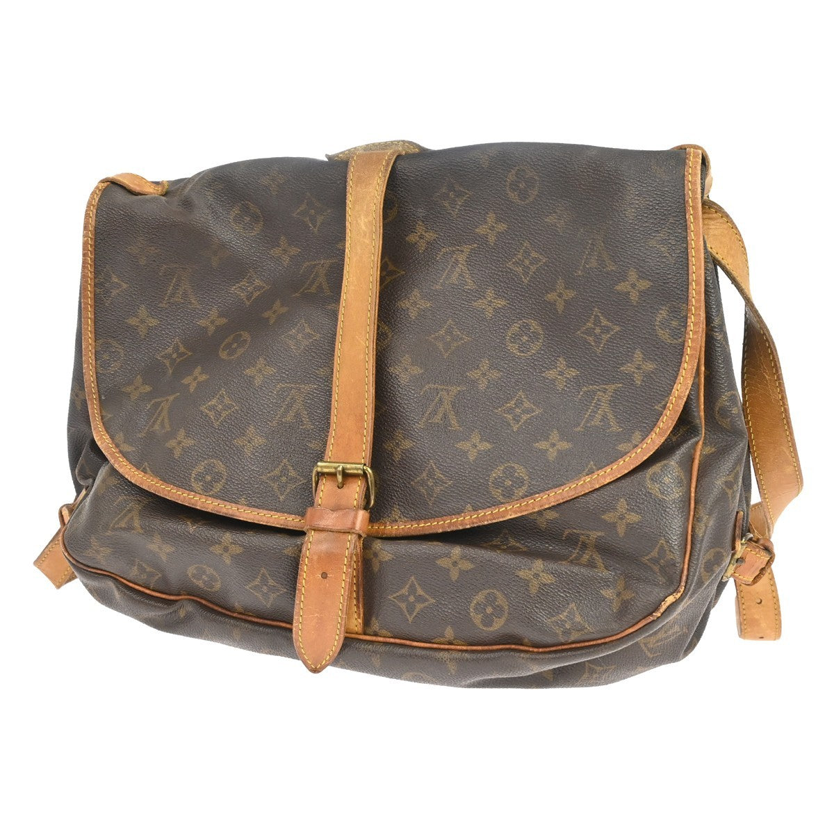 Louis Vuitton Saumur Monogram Brown Canvas Shoulder Bag Bag (Pre-Owned)