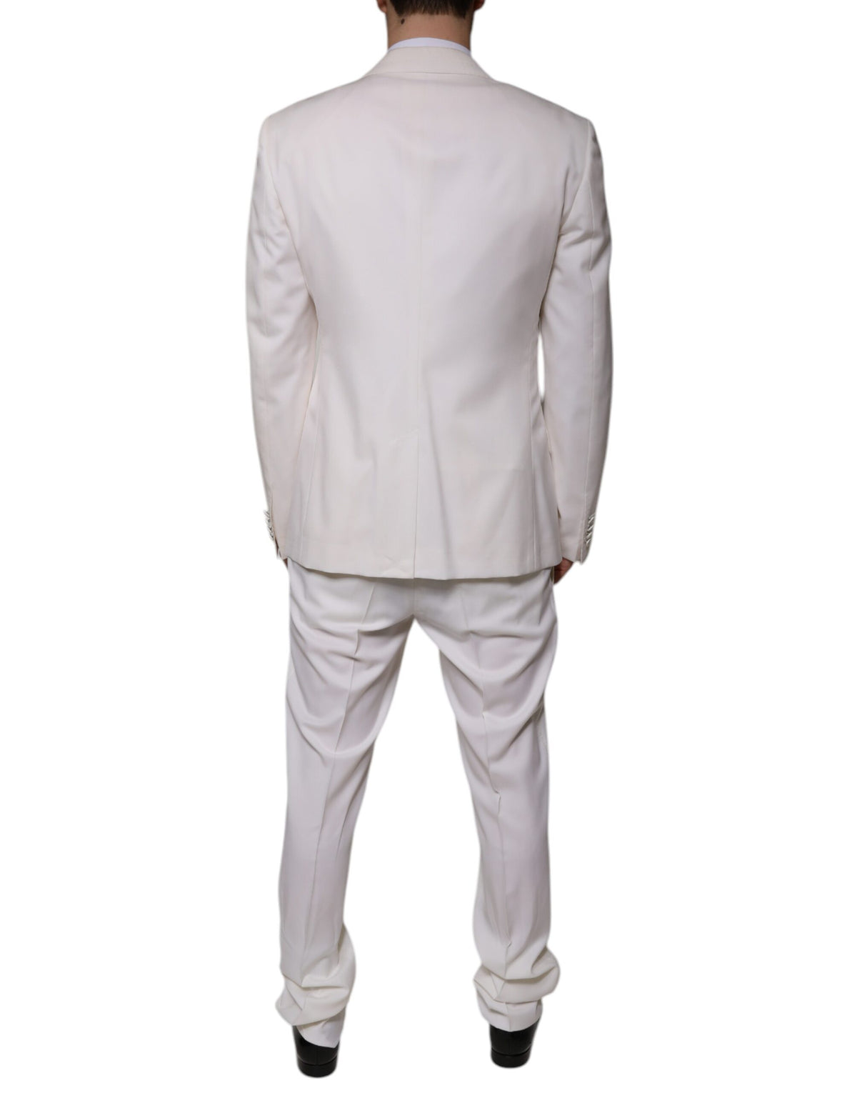 Dolce & Gabbana White Wool Silk 3 Piece SlimFit Formal Men's Suit