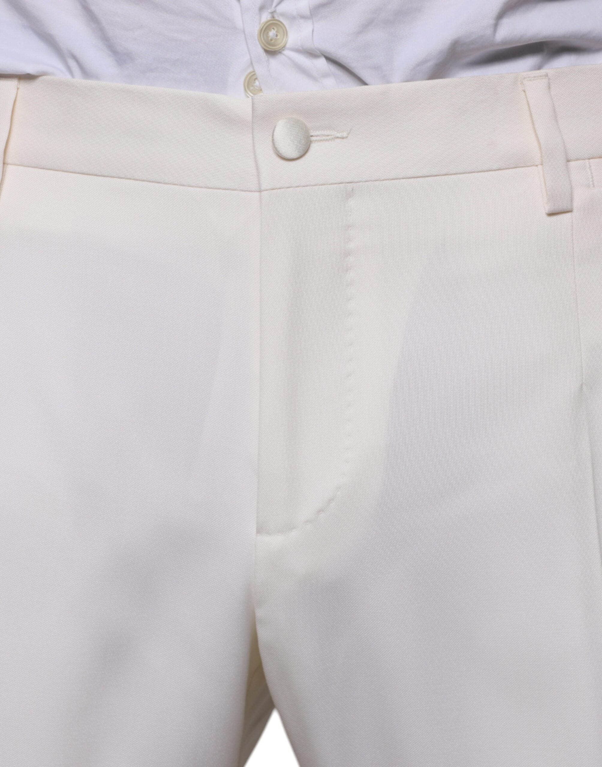Dolce & Gabbana White Wool Silk 3 Piece SlimFit Formal Men's Suit