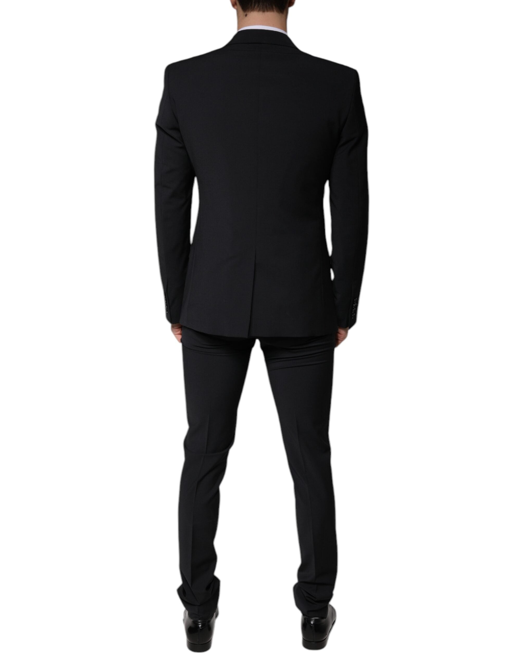 Dolce & Gabbana Black Wool 3 Piece Slim Fit Formal Men Men's Suit