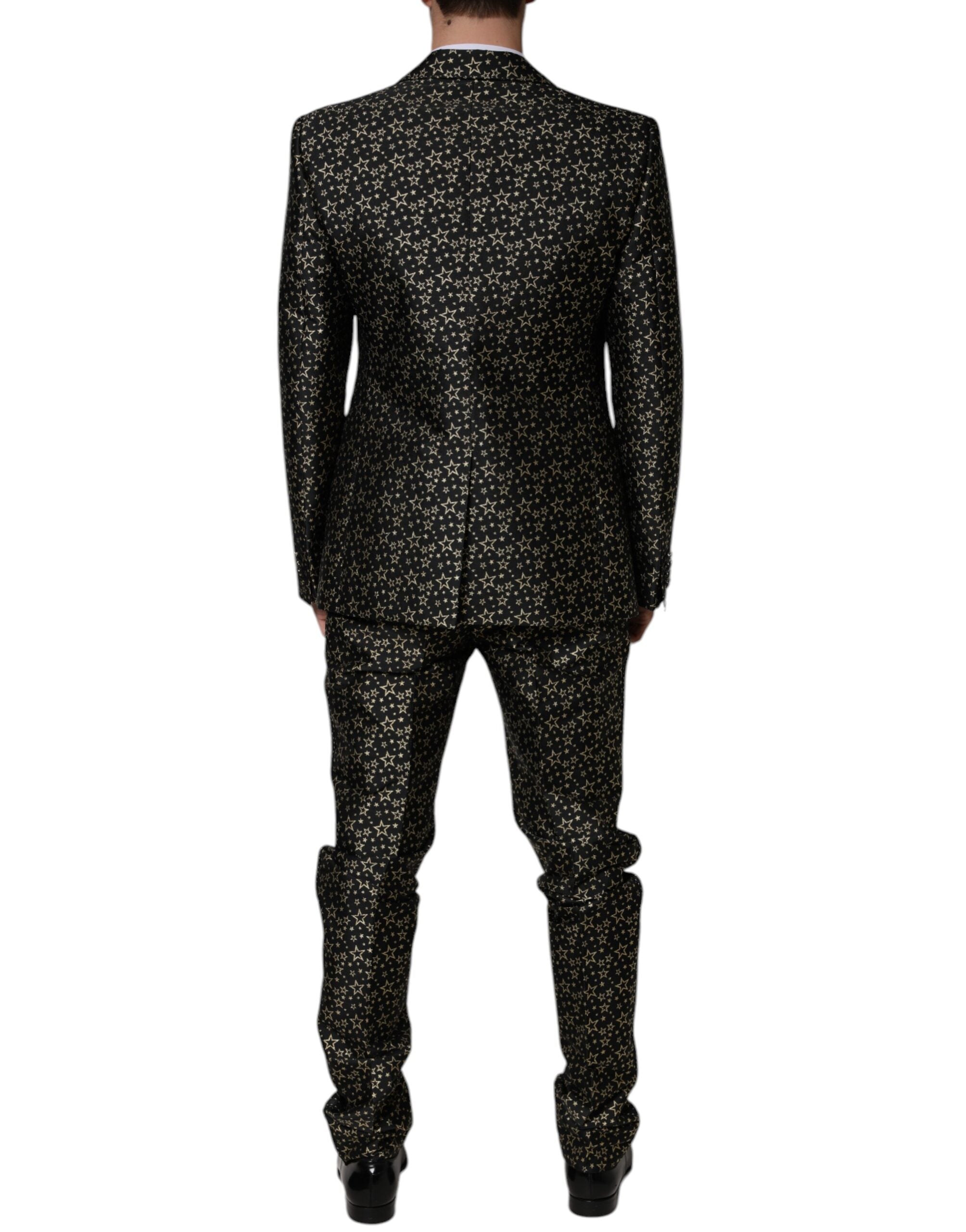 Dolce & Gabbana Black Stars Jacquard SICILIA 2 Piece Men's Suit