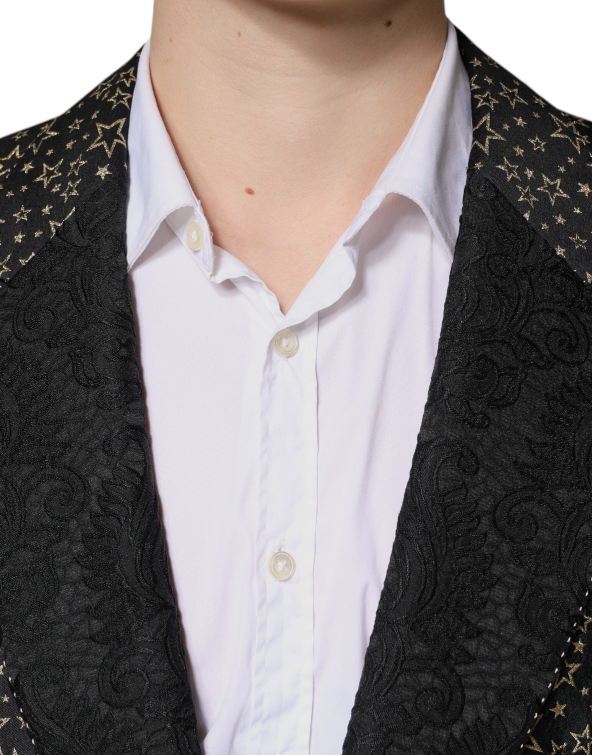 Dolce & Gabbana Dark Gray Stars Jacquard SICILIA 2 Piece Men's Suit