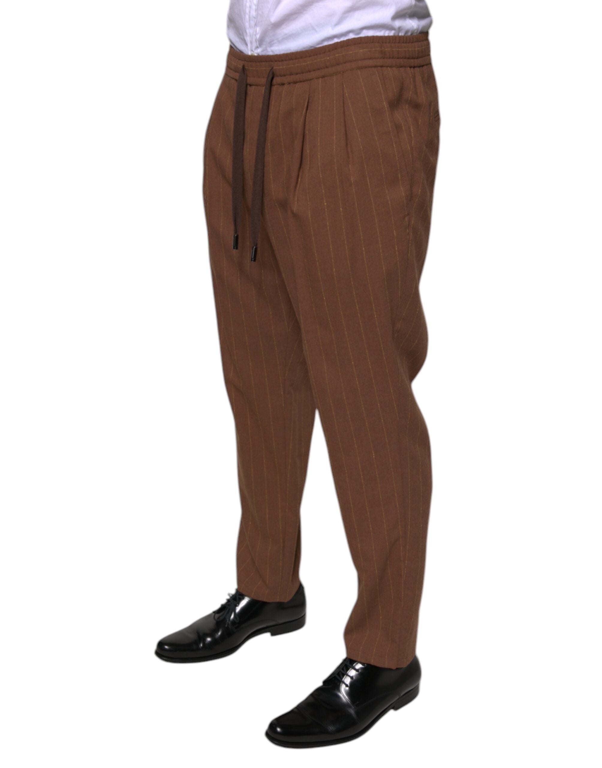Dolce & Gabbana Brown Stripes Skinny Men Dress Men's Pants