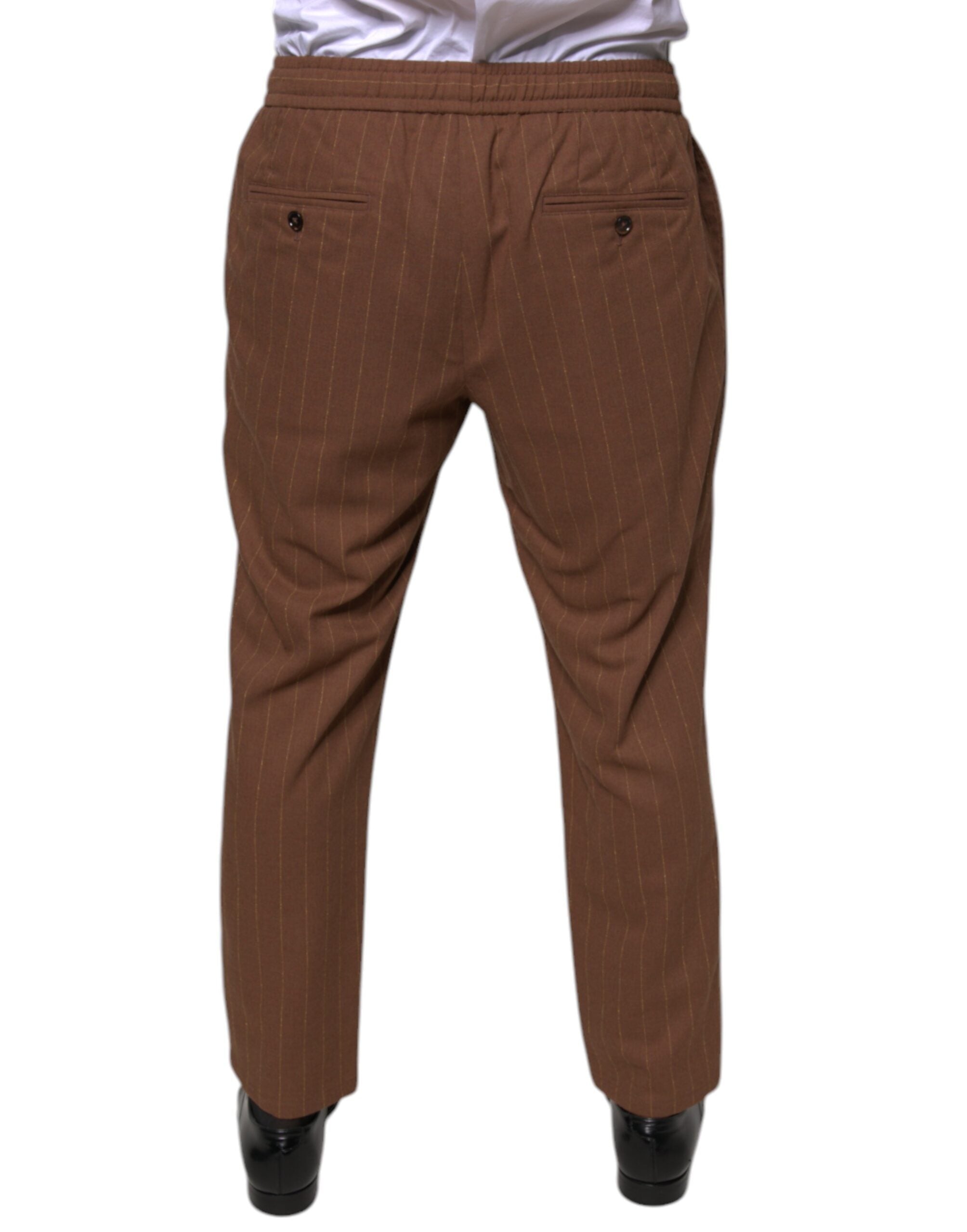 Dolce & Gabbana Brown Stripes Skinny Men Dress Men's Pants