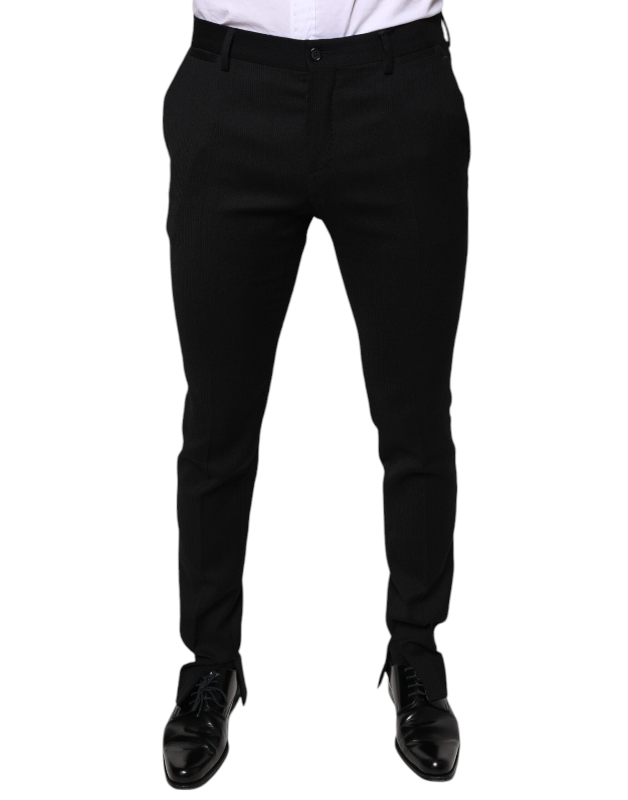 Dolce & Gabbana Black Wool Skinny Formal Dress Men's Pants