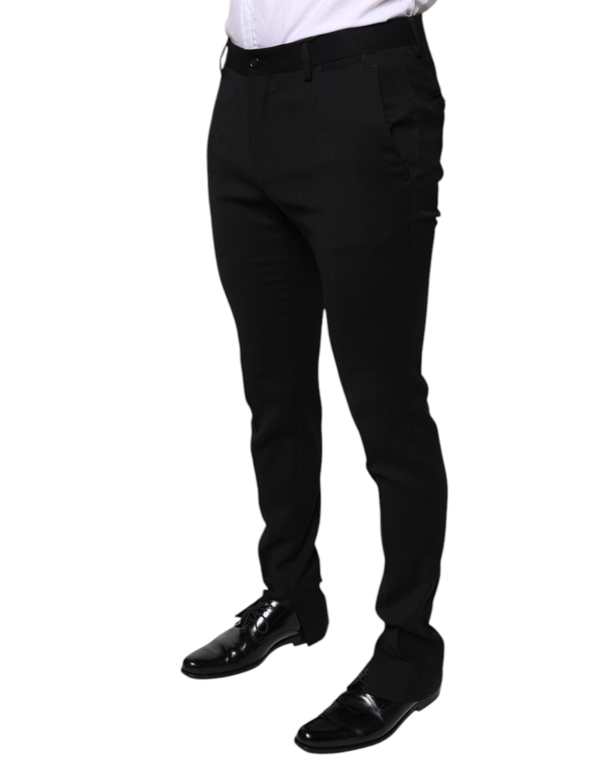 Dolce & Gabbana Black Wool Skinny Formal Dress Men's Pants