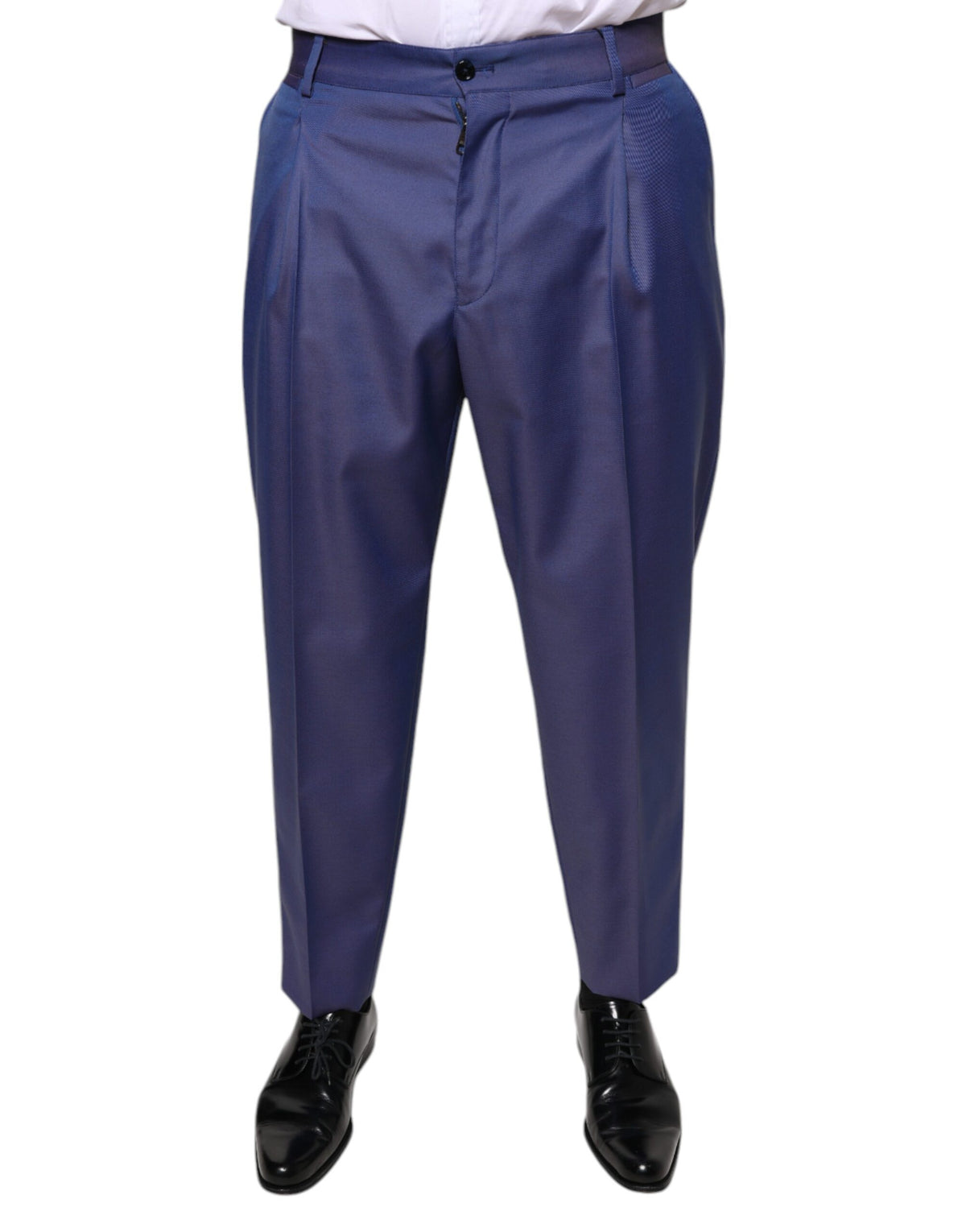Dolce & Gabbana Blue Wool Tapered Formal Dress Men's Pants