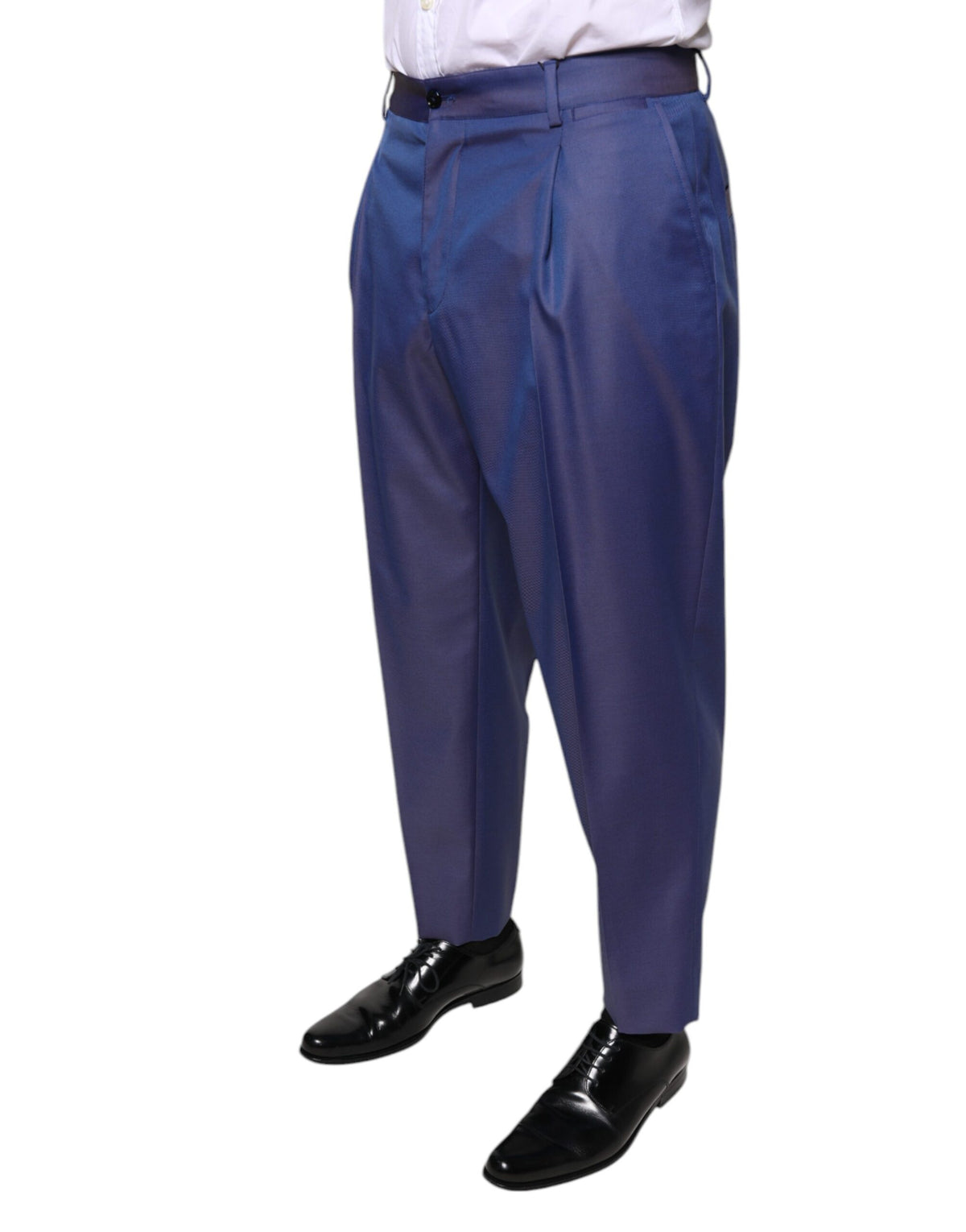 Dolce & Gabbana Blue Wool Tapered Formal Dress Men's Pants