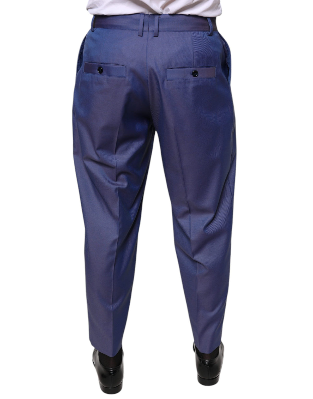 Dolce & Gabbana Blue Wool Tapered Formal Dress Men's Pants