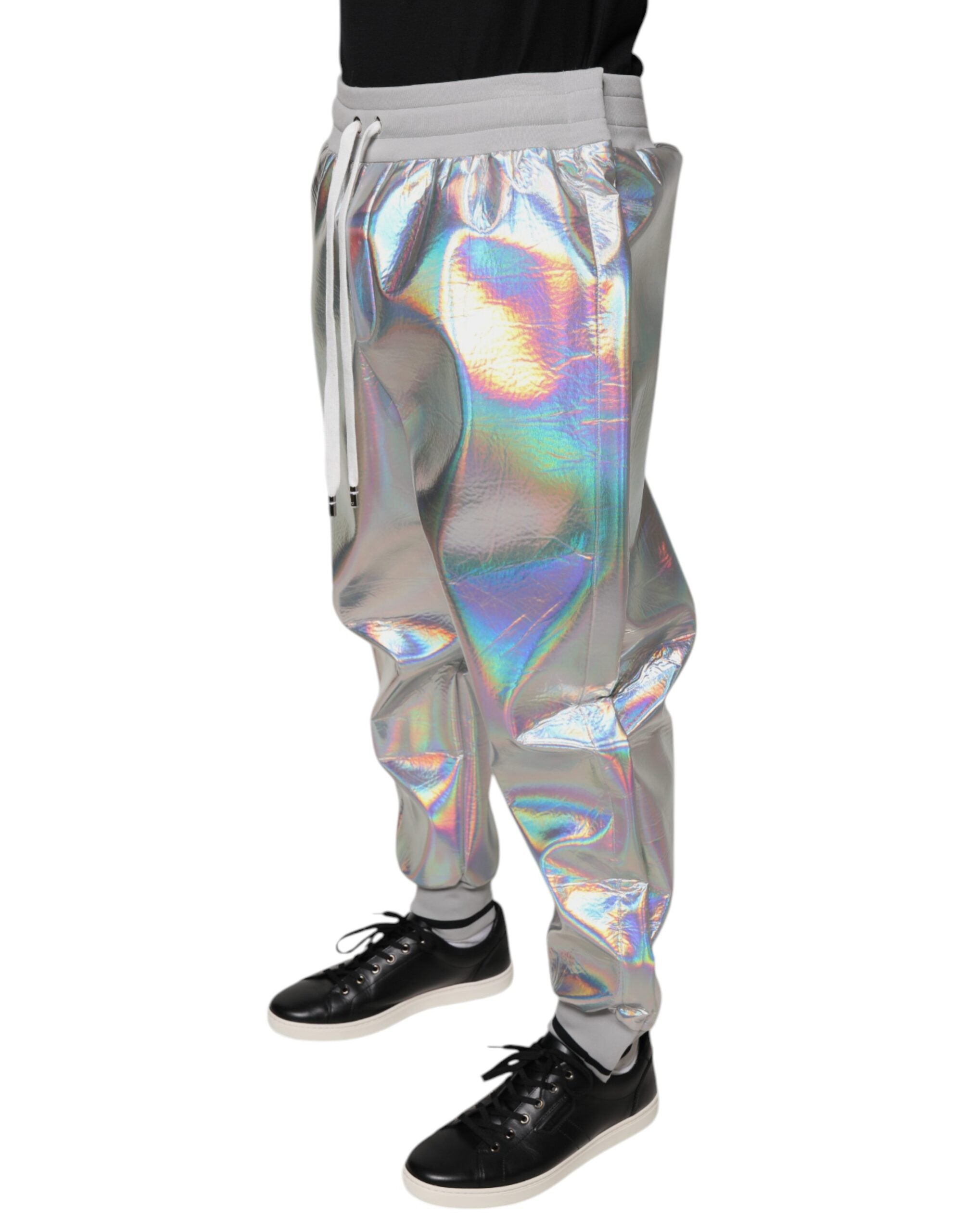 Dolce & Gabbana Silver Iridescent Men Jogger SweatMen's Men's Pants