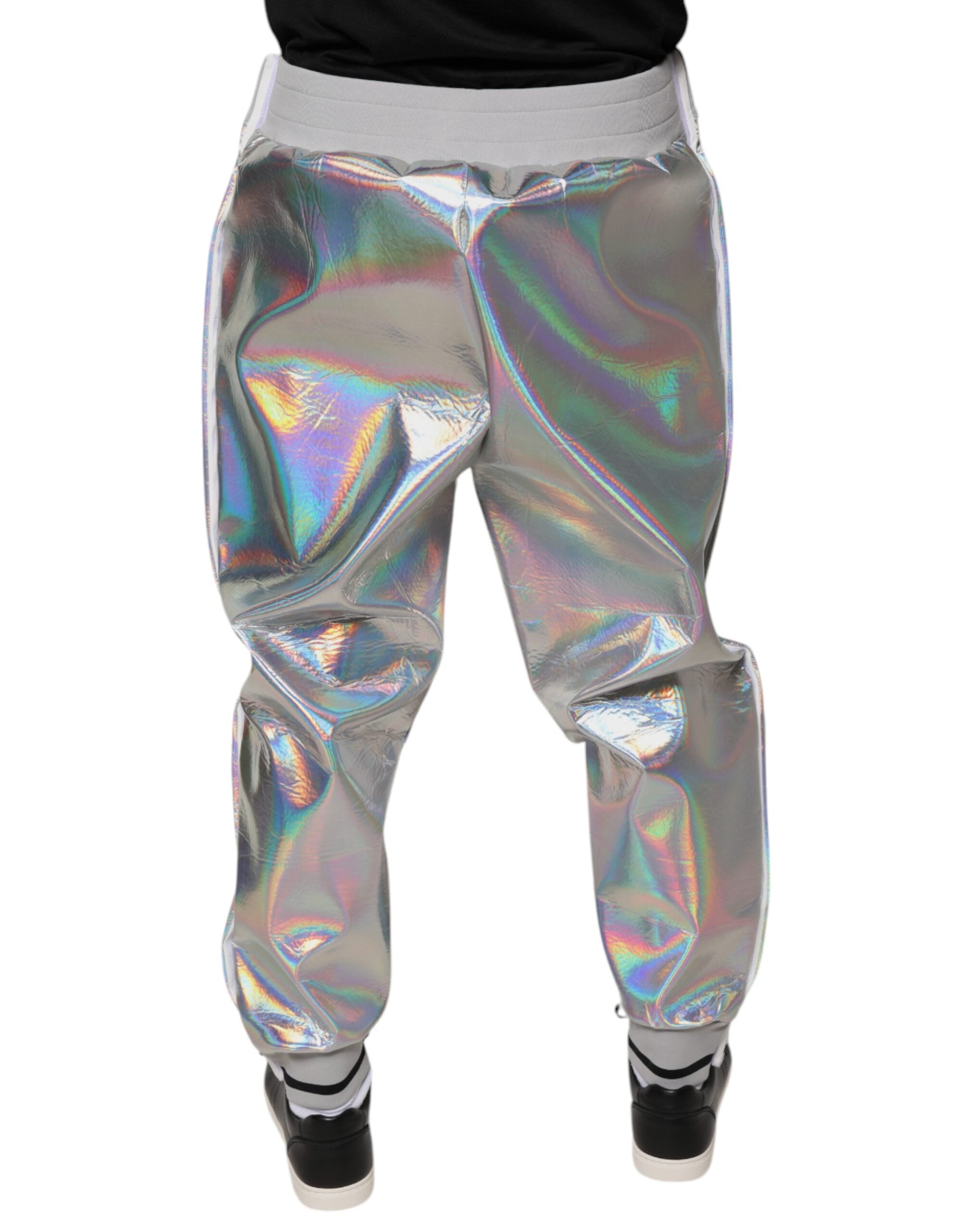 Dolce & Gabbana Silver Iridescent Men Jogger SweatMen's Men's Pants