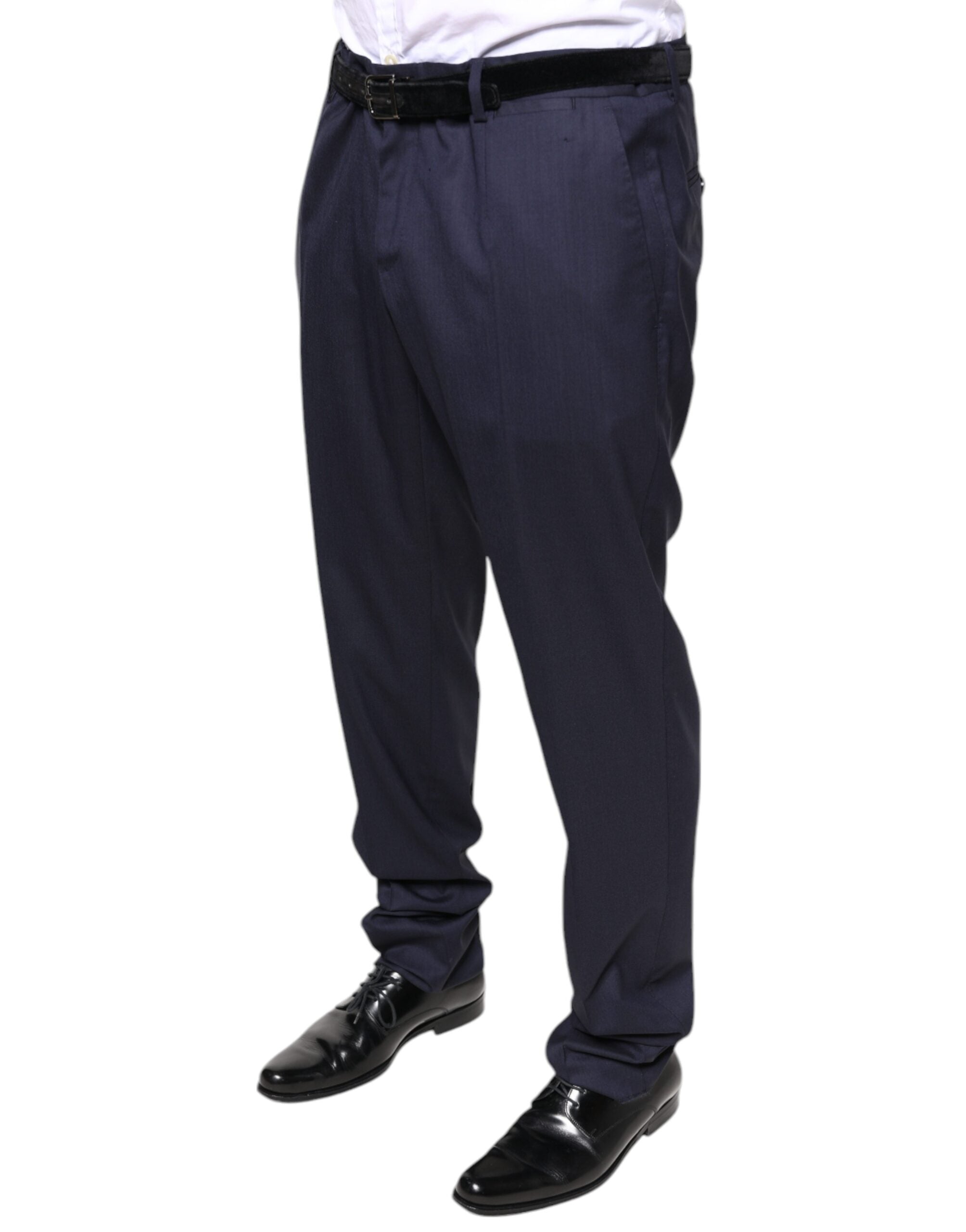 Dolce & Gabbana Blue Wool Skinny Formal Dress Men's Pants