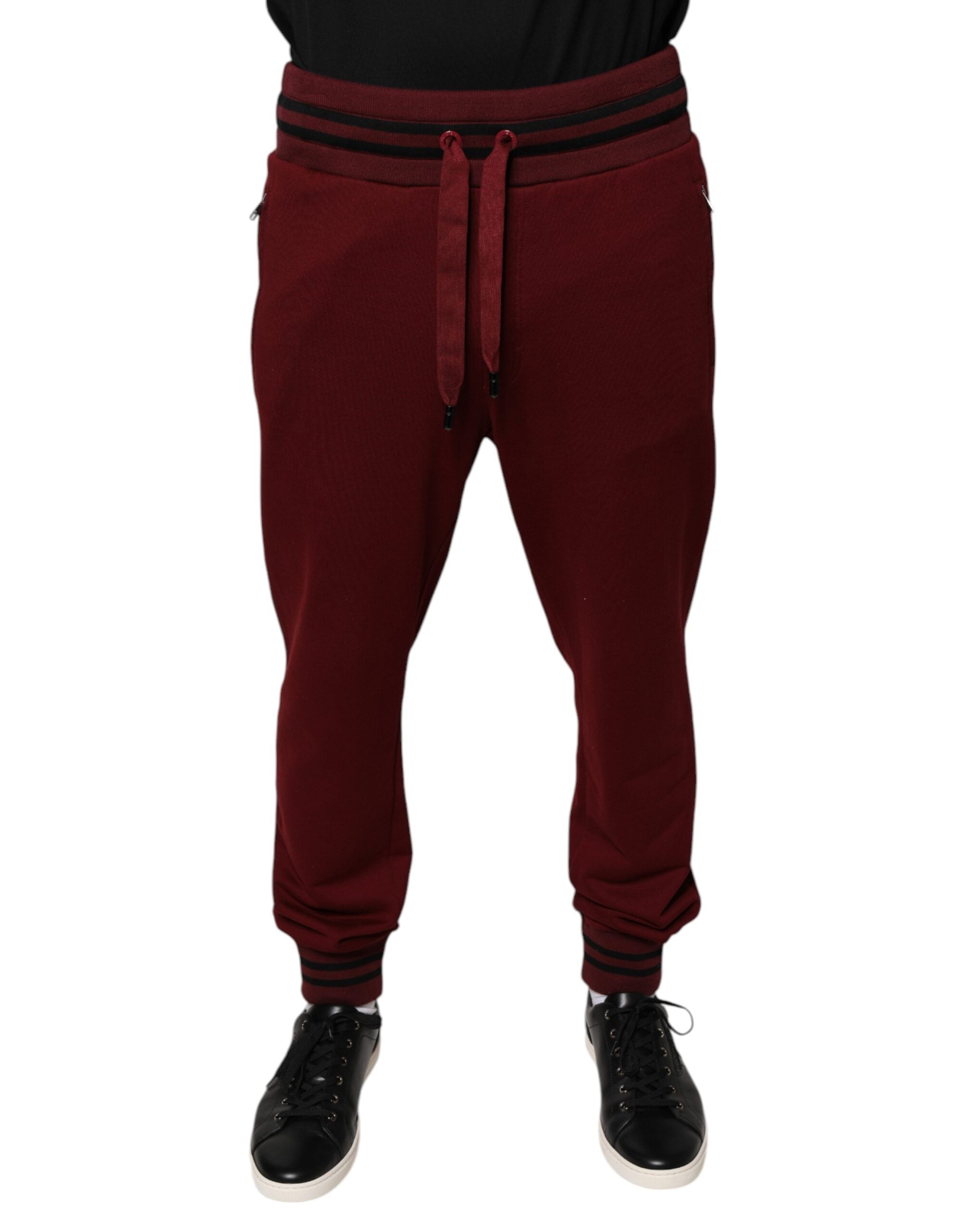 Dolce & Gabbana Dark Red Cotton Men Jogger SweatMen's Men's Pants (Pre-Owned)