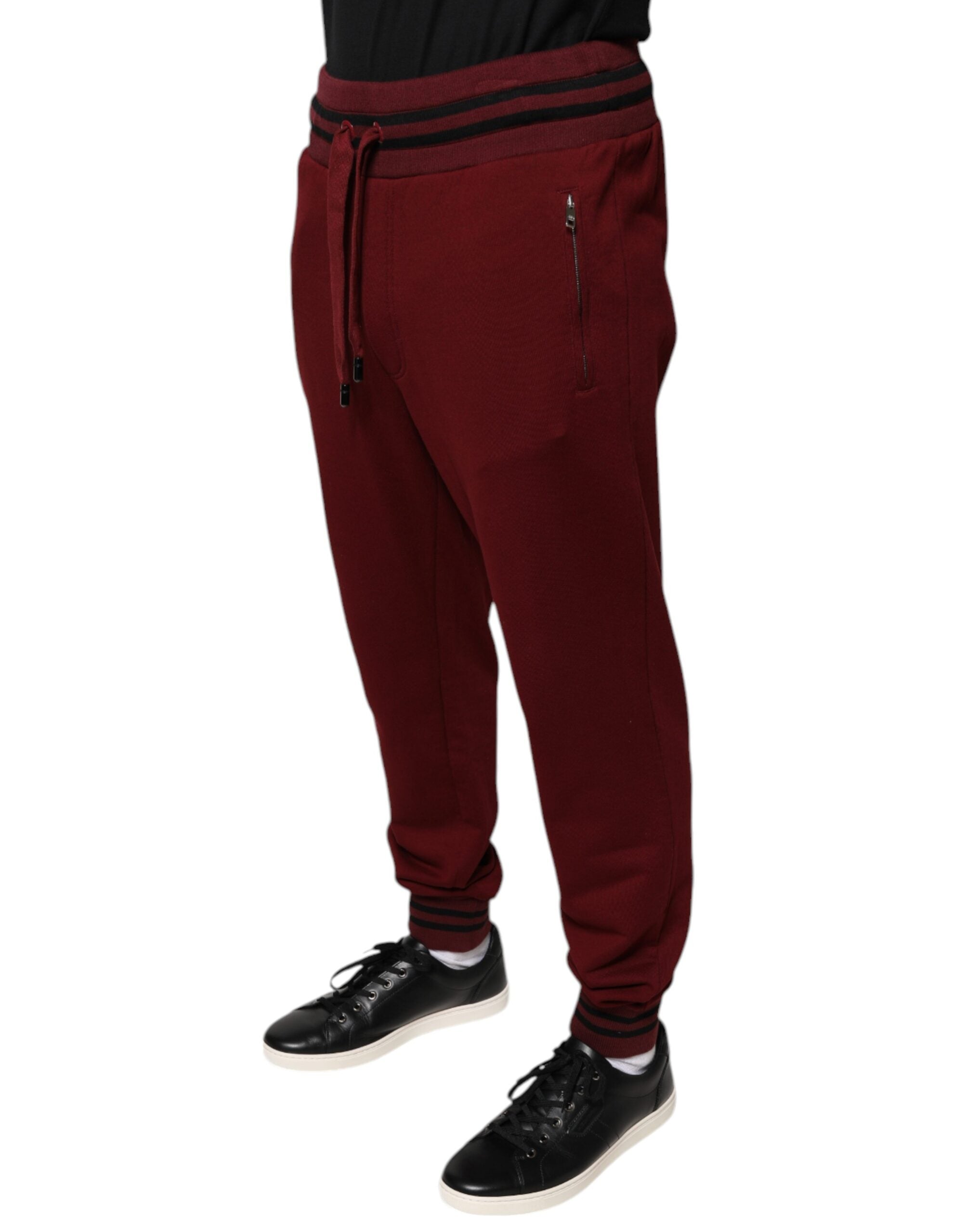 Dolce & Gabbana Dark Red Cotton Men Jogger SweatMen's Men's Pants (Pre-Owned)