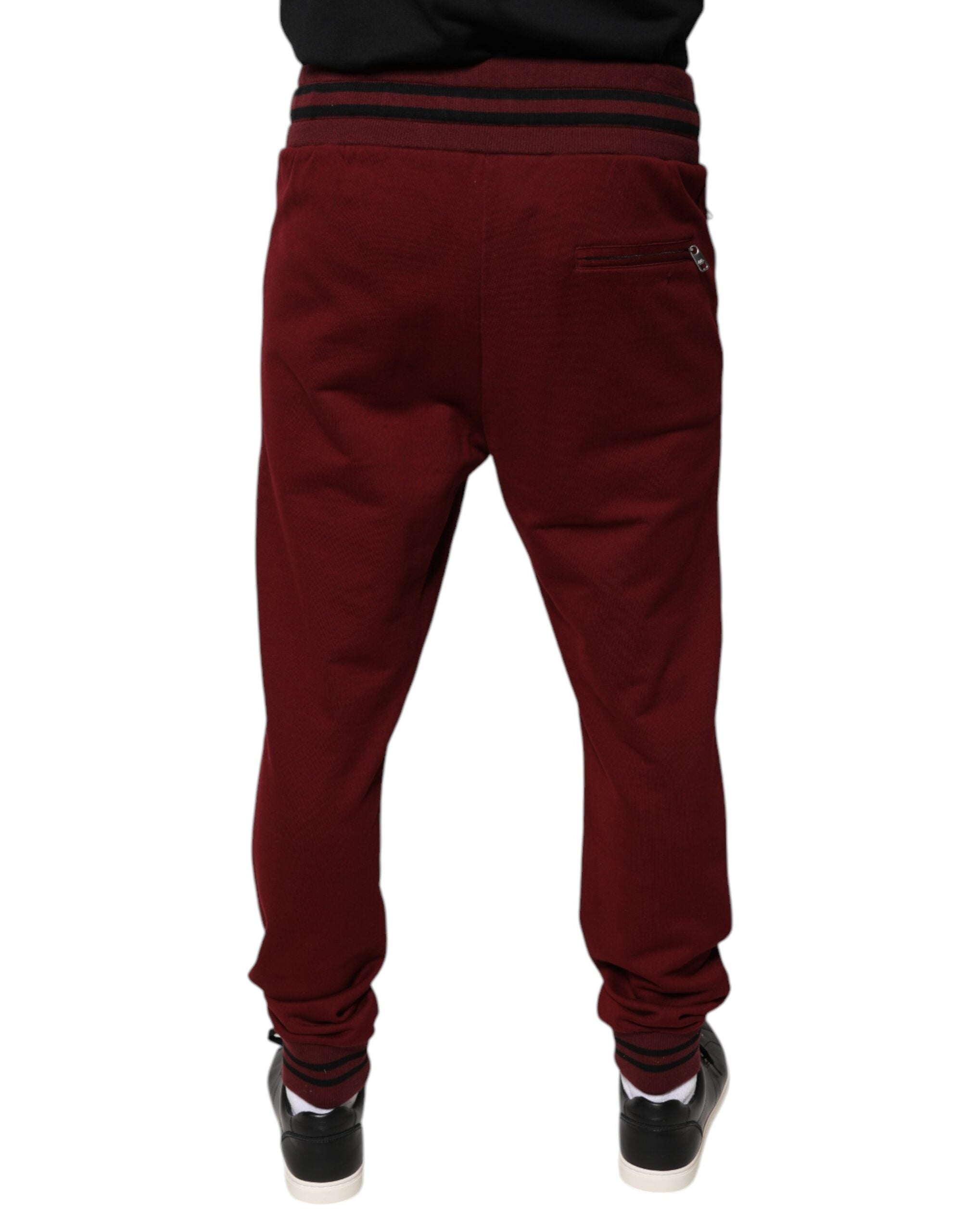 Dolce & Gabbana Dark Red Cotton Men Jogger SweatMen's Men's Pants (Pre-Owned)