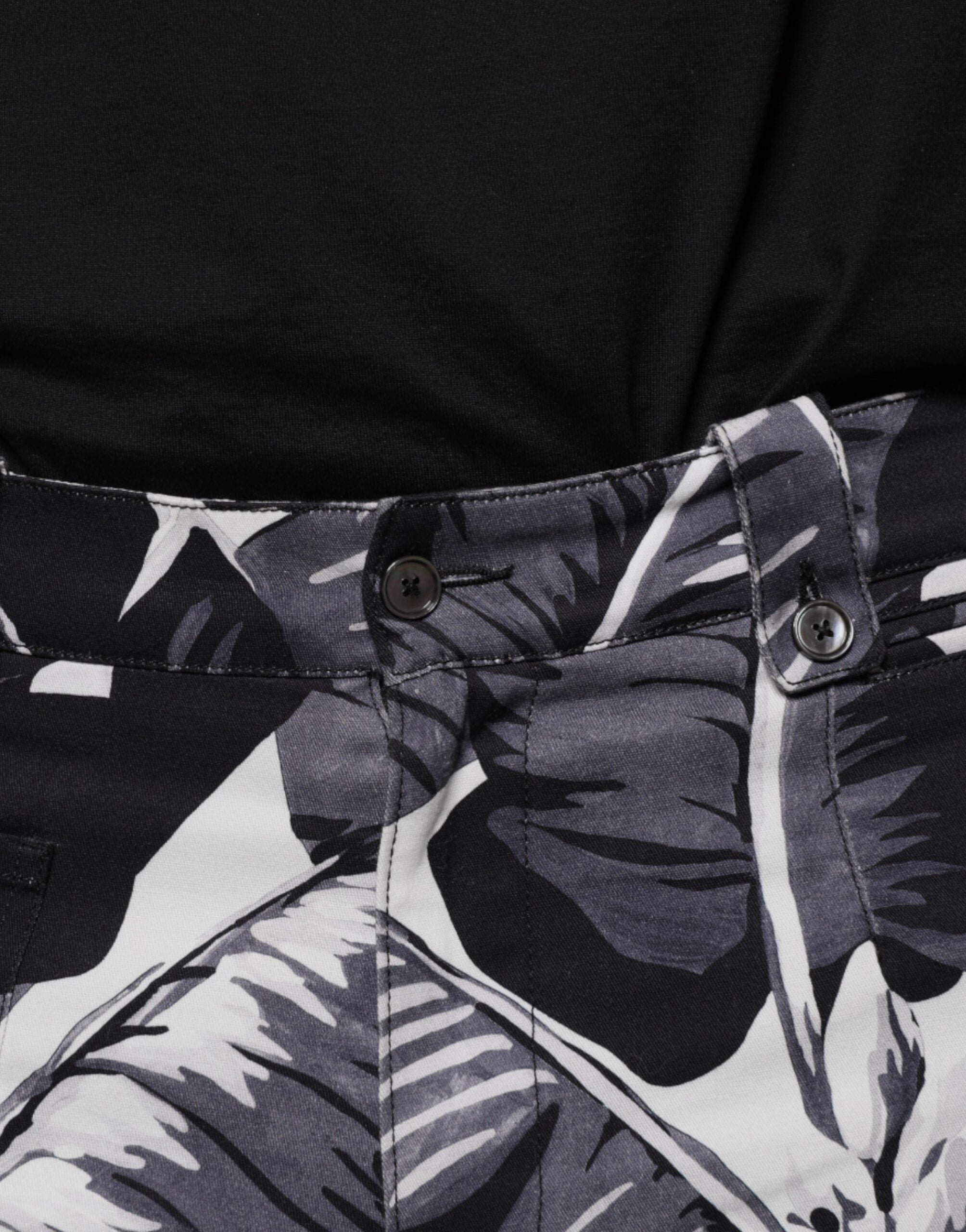 Dolce & Gabbana Gray Banana Leaf Cotton Stretch Capri Men's Pants
