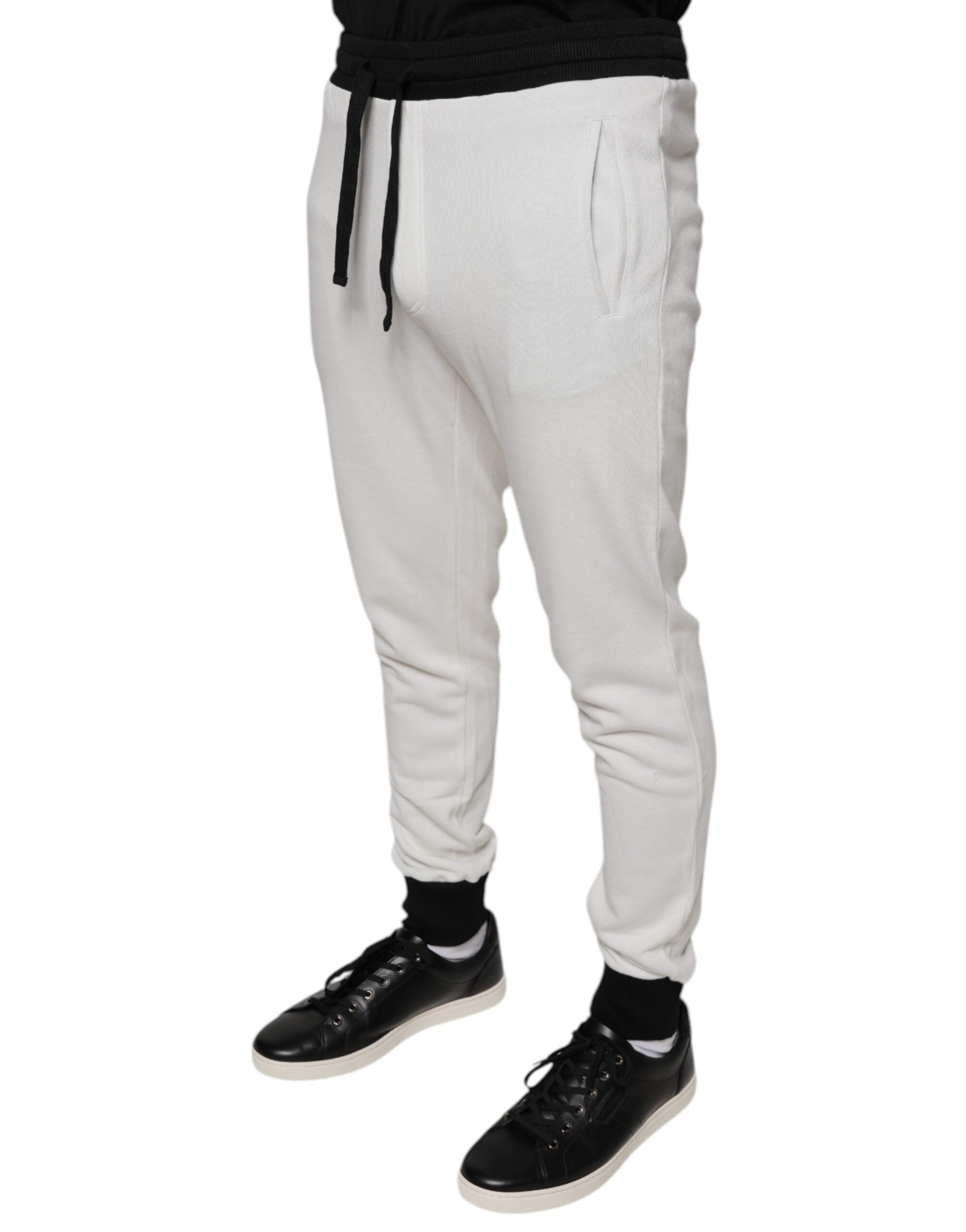 Dolce & Gabbana White Cotton Slim Men Jogger SweatMen's Men's Pants