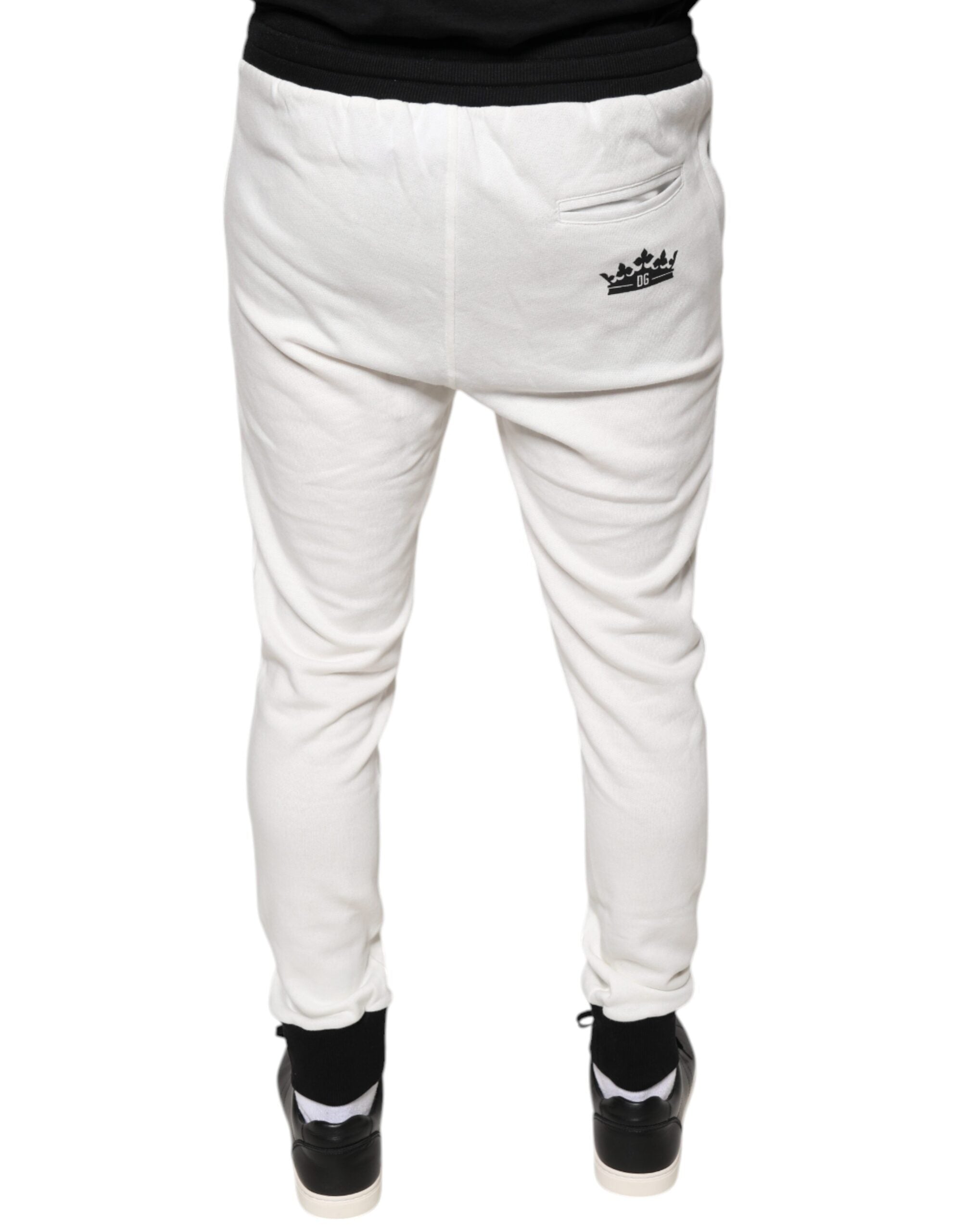 Dolce & Gabbana White Cotton Slim Men Jogger SweatMen's Men's Pants