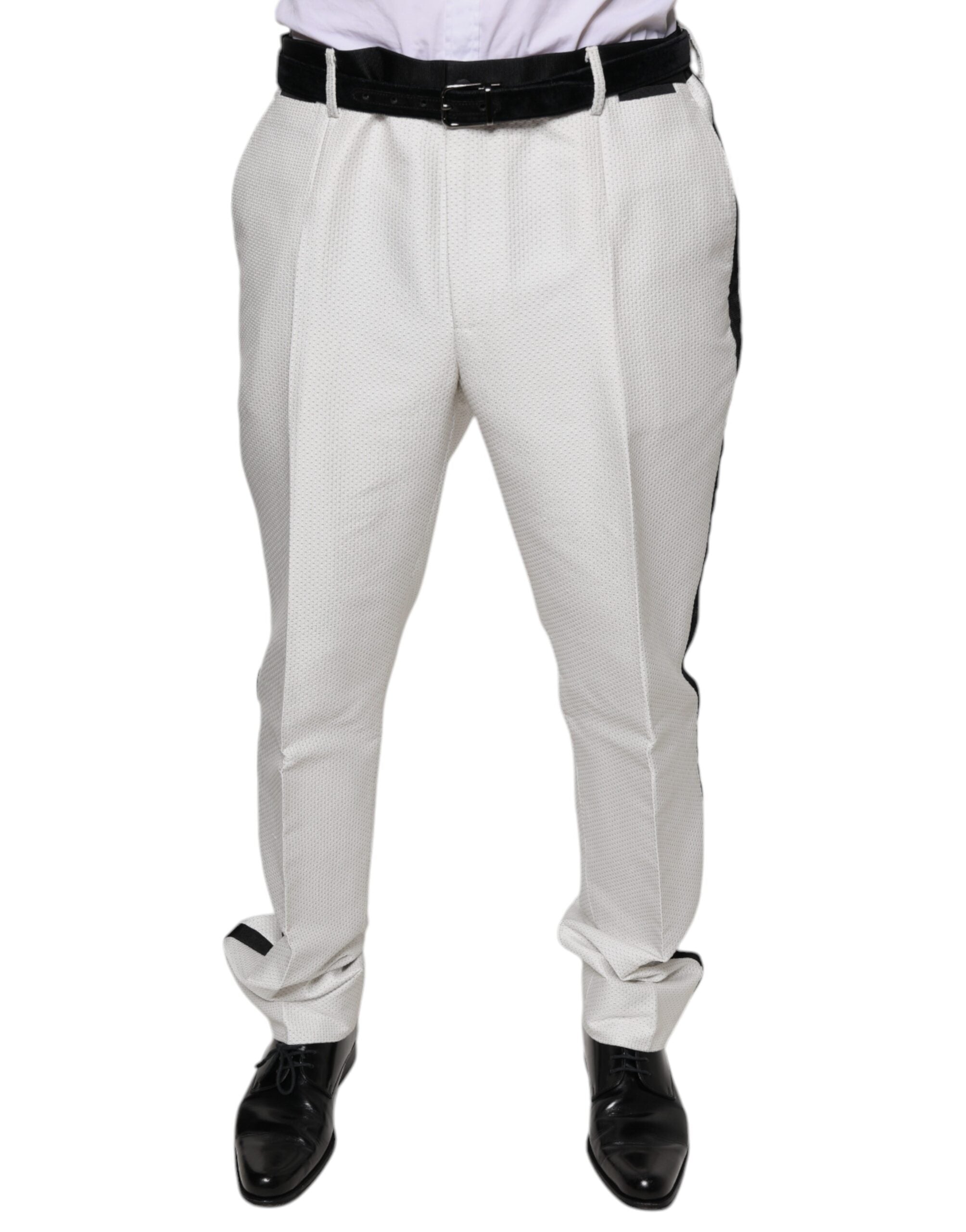 Dolce & Gabbana White Polyester Formal Dress Men's Pants
