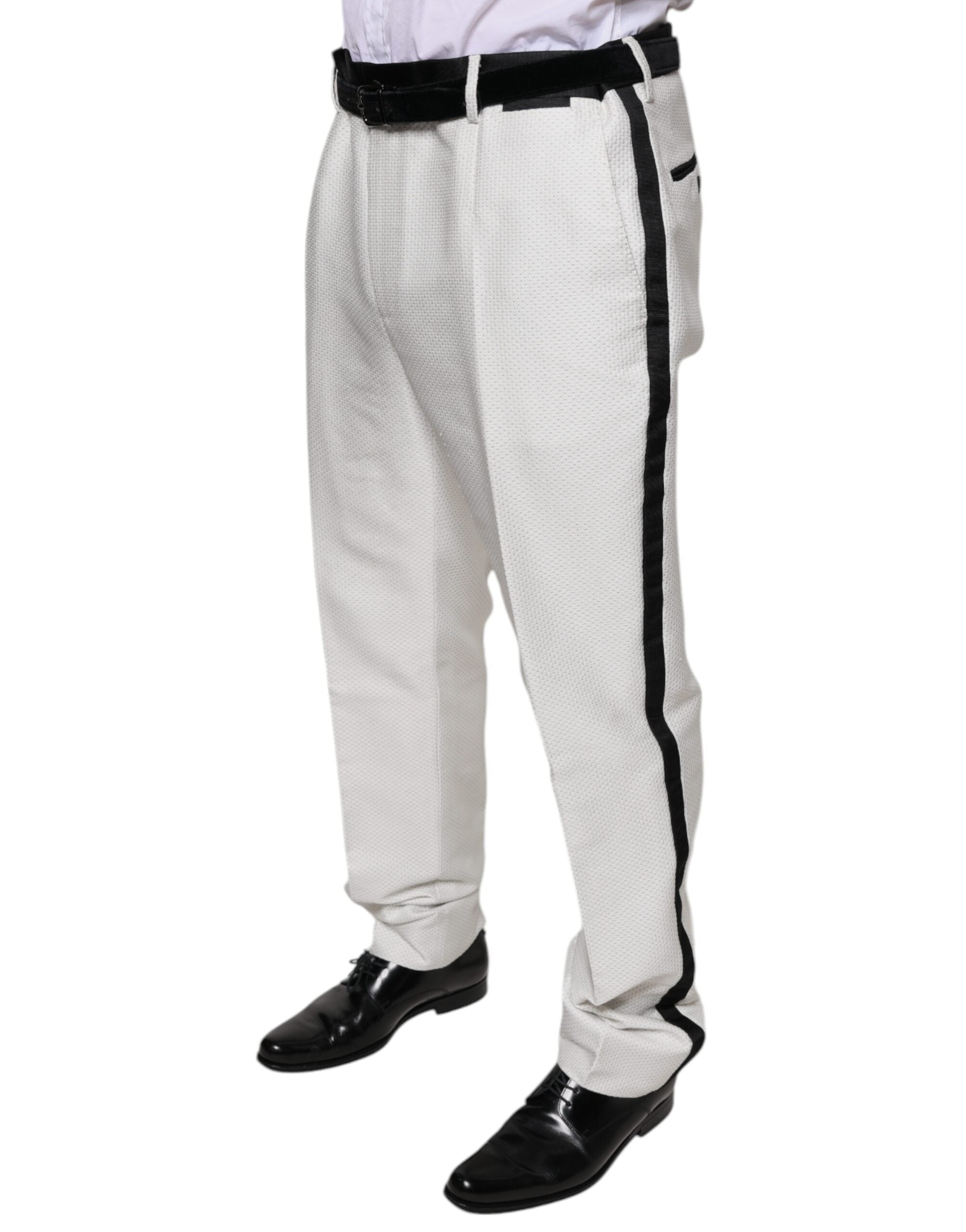 Dolce & Gabbana White Polyester Formal Dress Men's Pants
