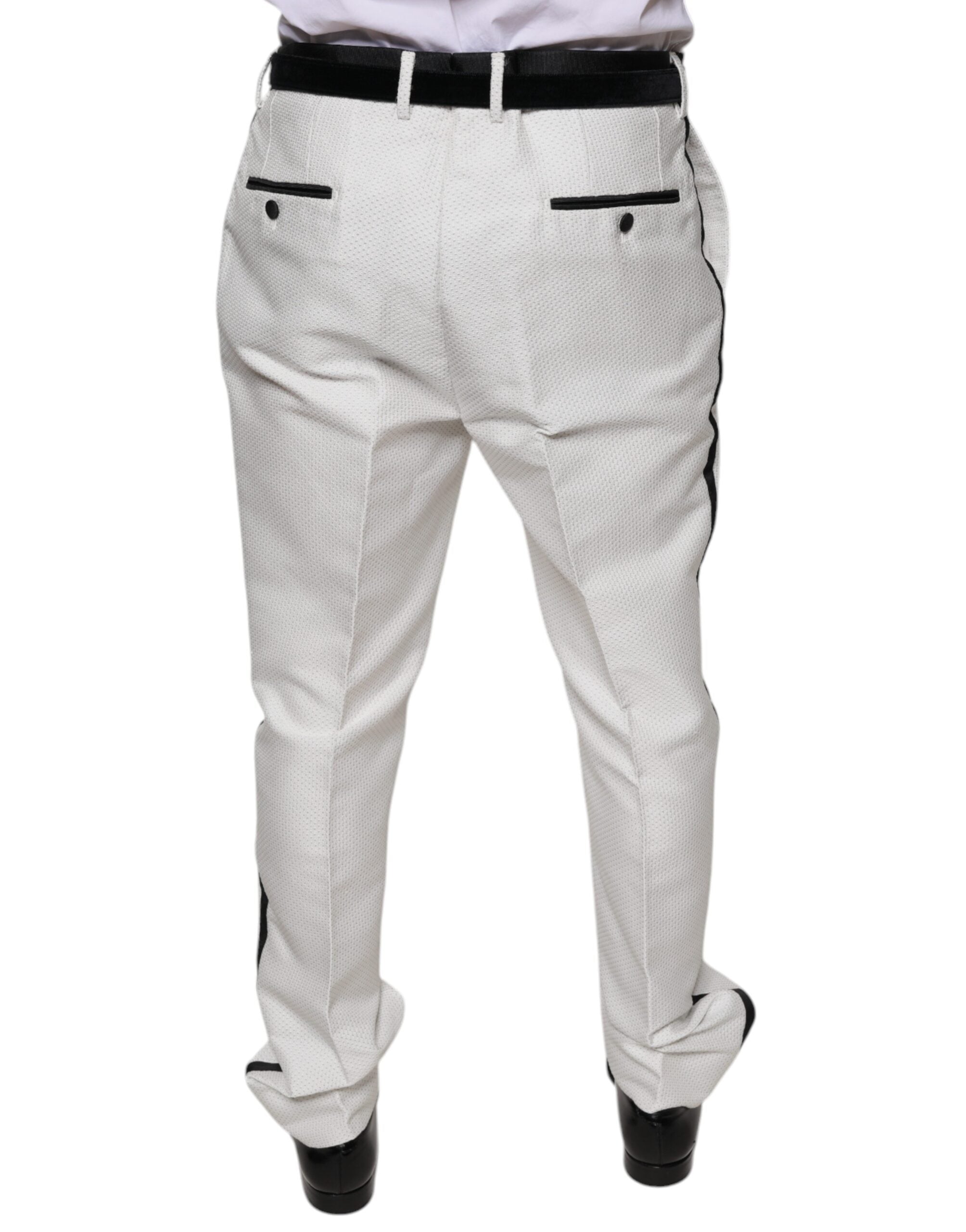 Dolce & Gabbana White Polyester Formal Dress Men's Pants