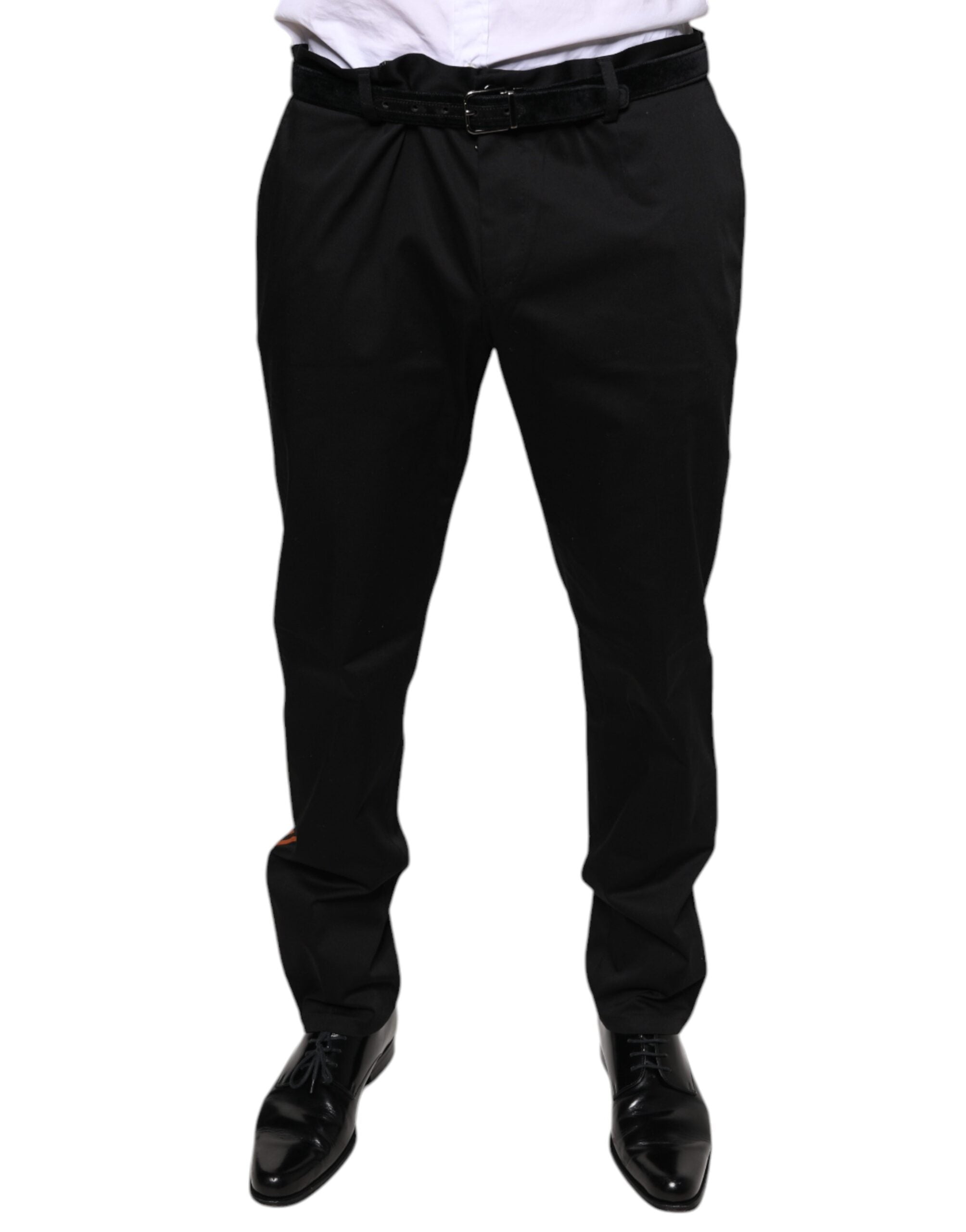 Dolce & Gabbana Black Cotton Stretch Skinny Men Dress Men's Pants (Pre-Owned)