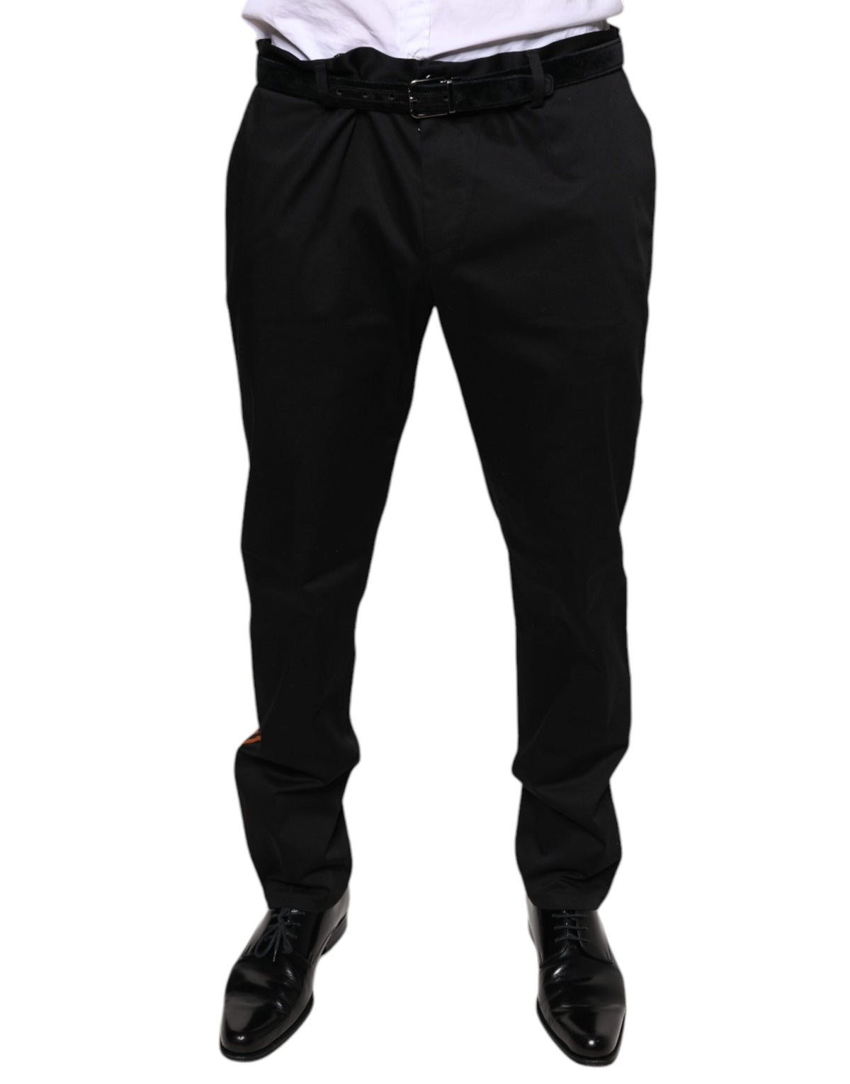 Dolce & Gabbana Black Cotton Stretch Skinny Men Dress Men's Pants (Pre-Owned)
