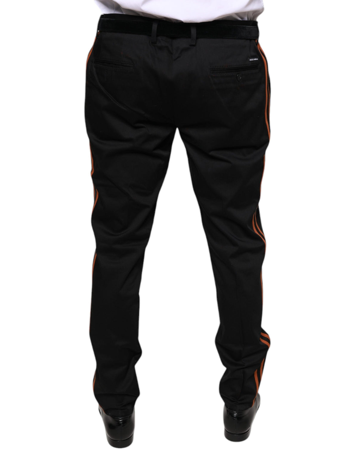 Dolce & Gabbana Black Cotton Stretch Skinny Men Dress Men's Pants (Pre-Owned)