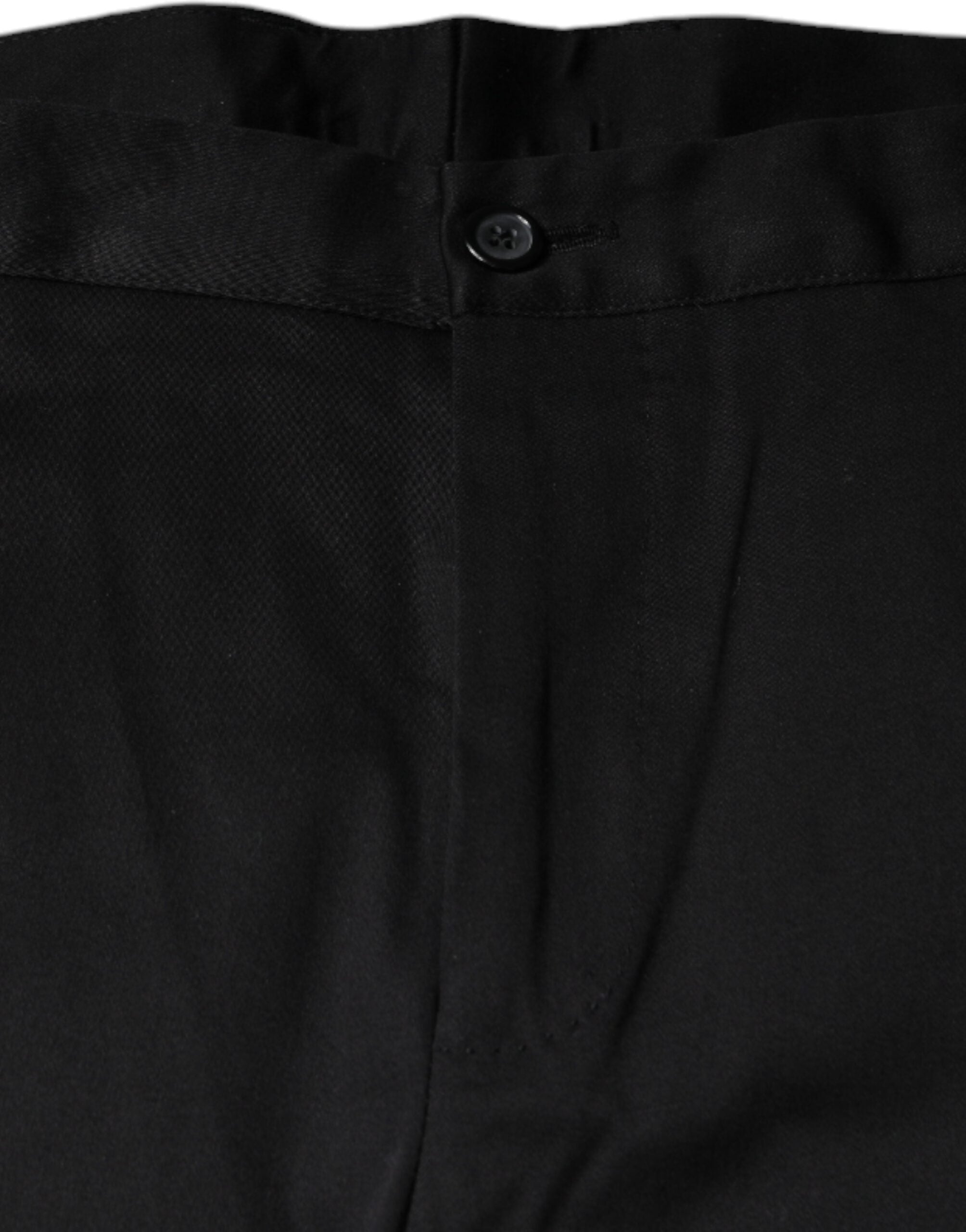 Dolce & Gabbana Black Cotton Stretch Skinny Men Dress Men's Pants (Pre-Owned)